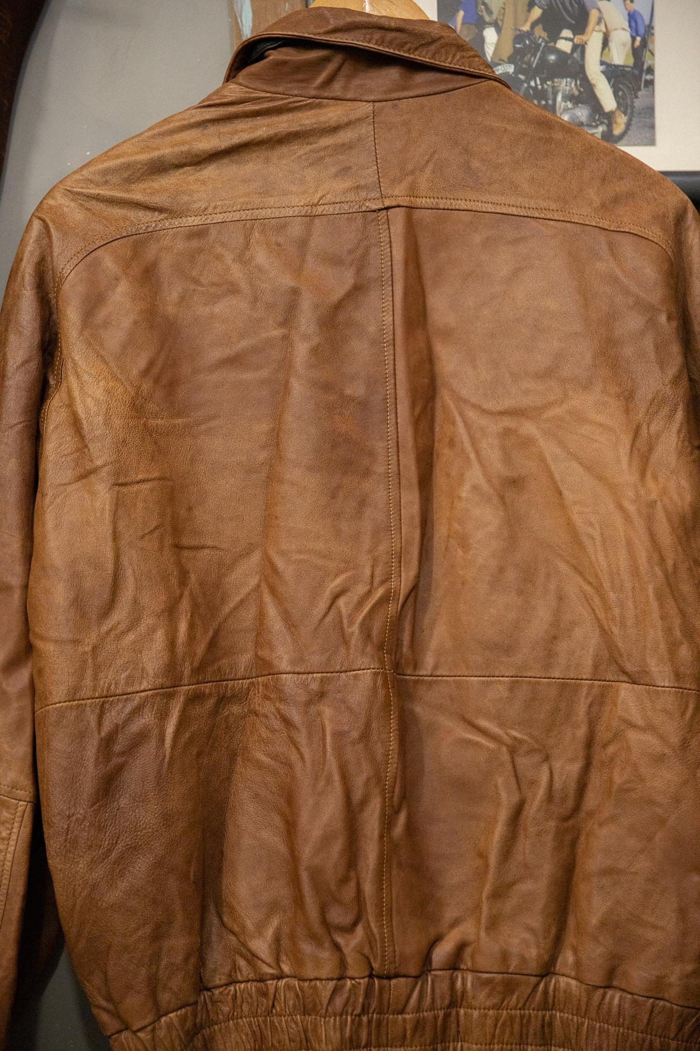 Brown Classic Bomber Deri Ceket