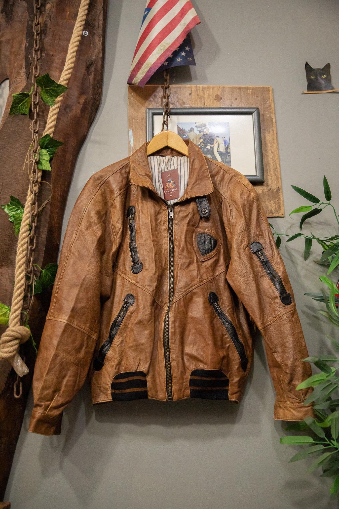 Brown Classic Bomber Deri Ceket