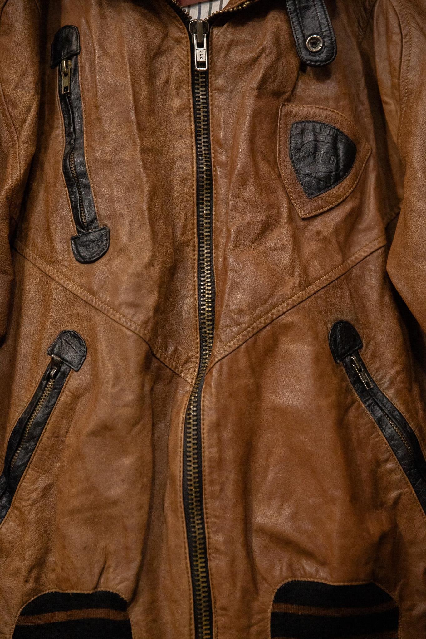 Brown Classic Bomber Deri Ceket
