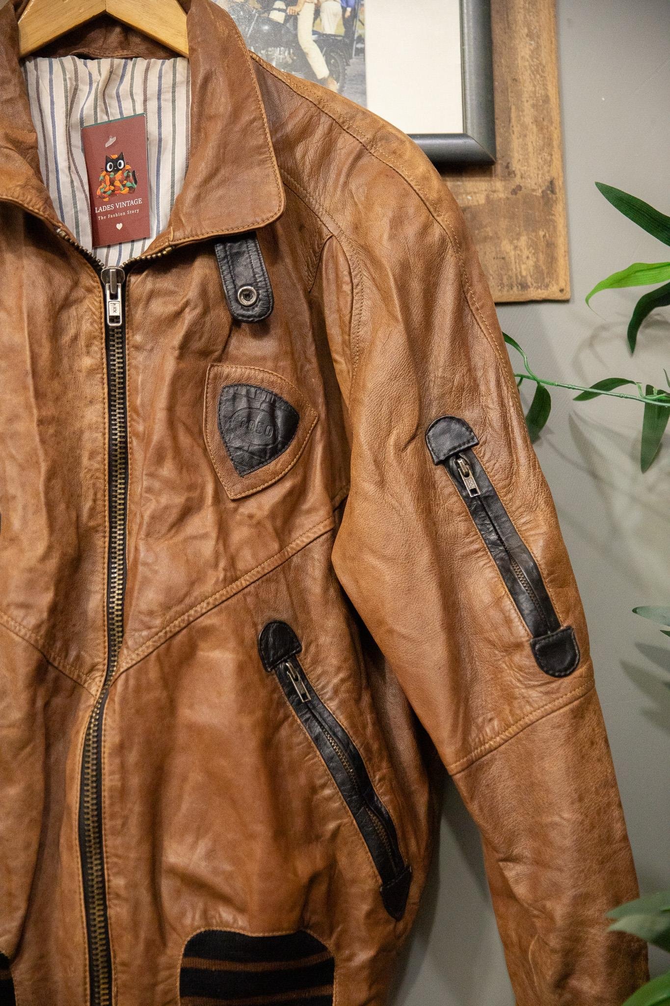 Brown Classic Bomber Deri Ceket