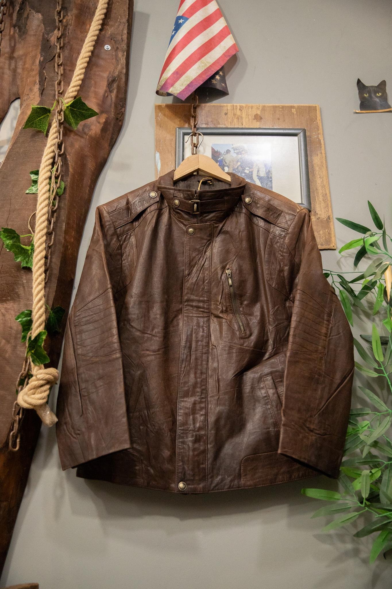 Brown Classic Coat Deri Ceket