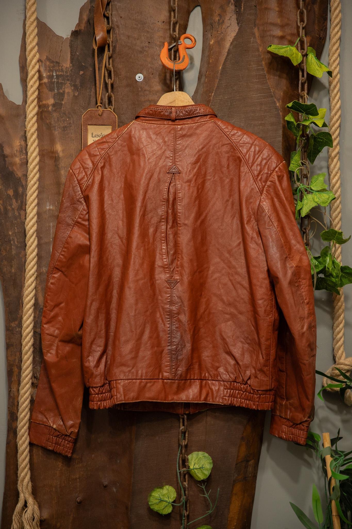 Brown Cognac Moto Classic Deri Ceket