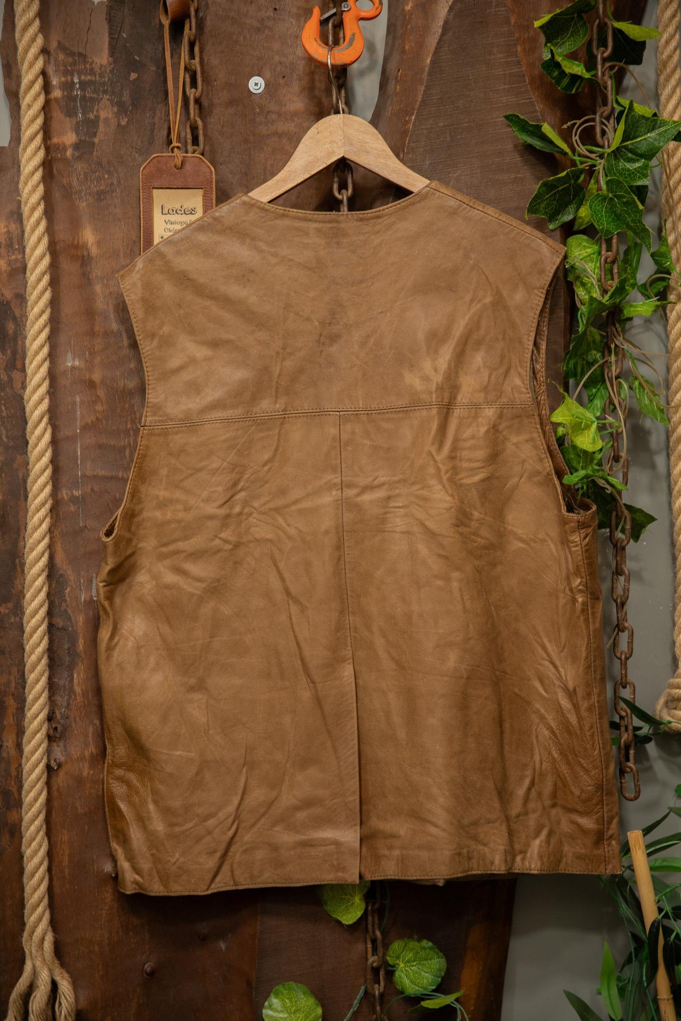 Brown Oversize Biker Deri Yelek