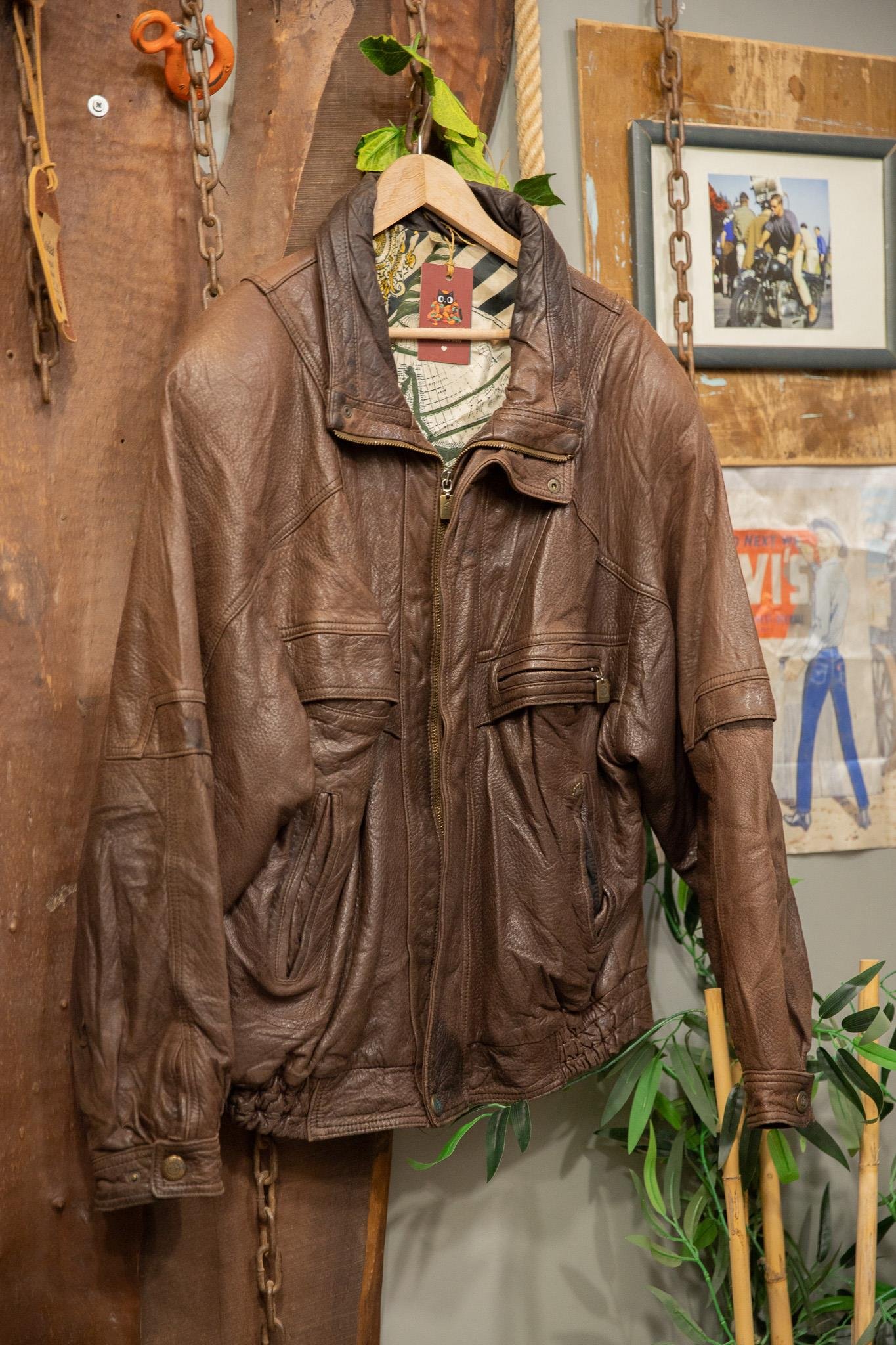 Brown Oversize Deri Ceket