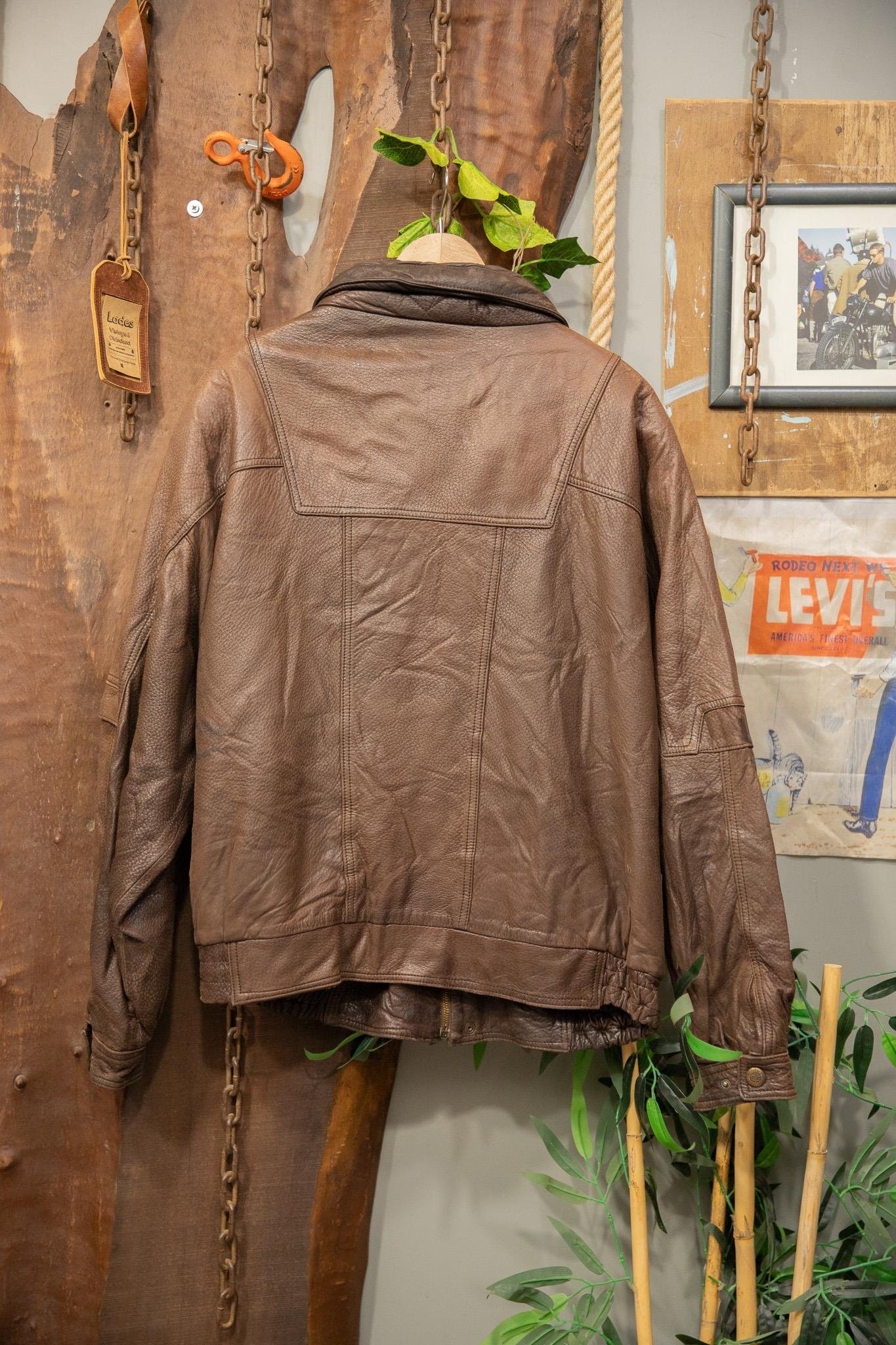 Brown Oversize Deri Ceket