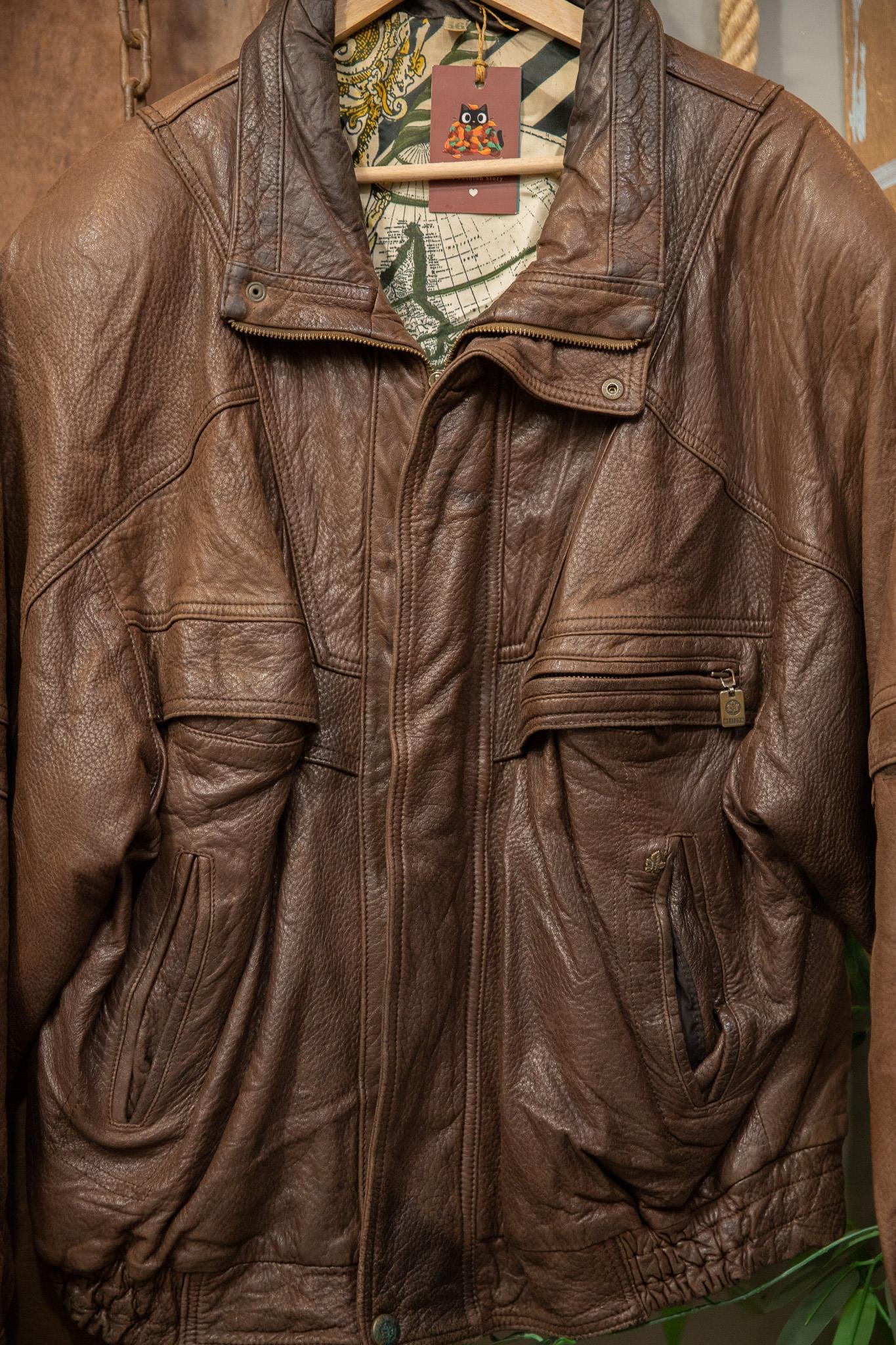 Brown Oversize Deri Ceket