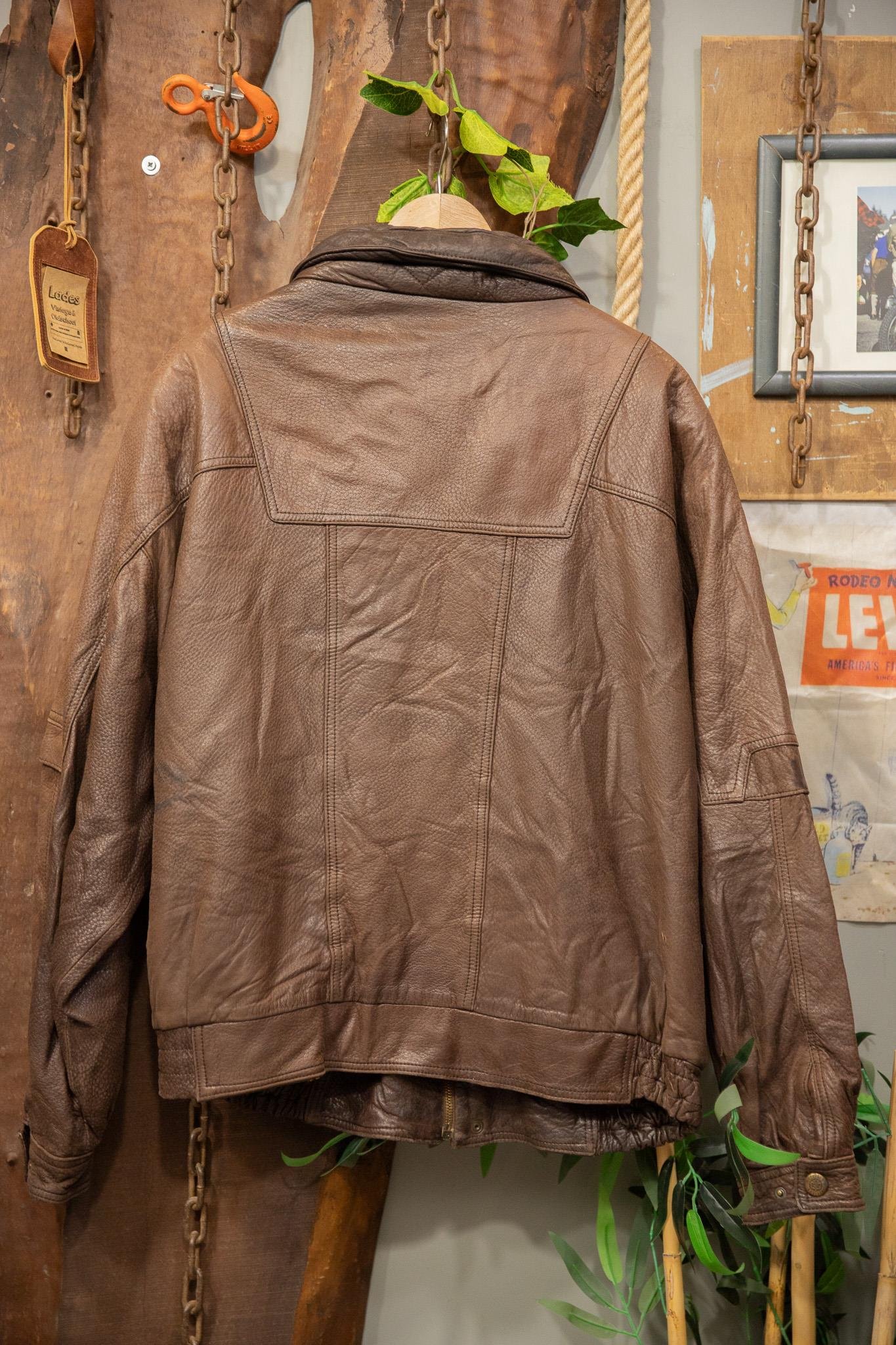 Brown Oversize Deri Ceket