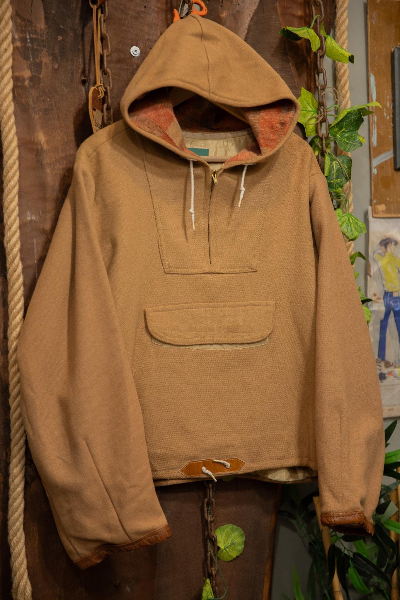 Brown Oversize Wool 90's Hoodie 
