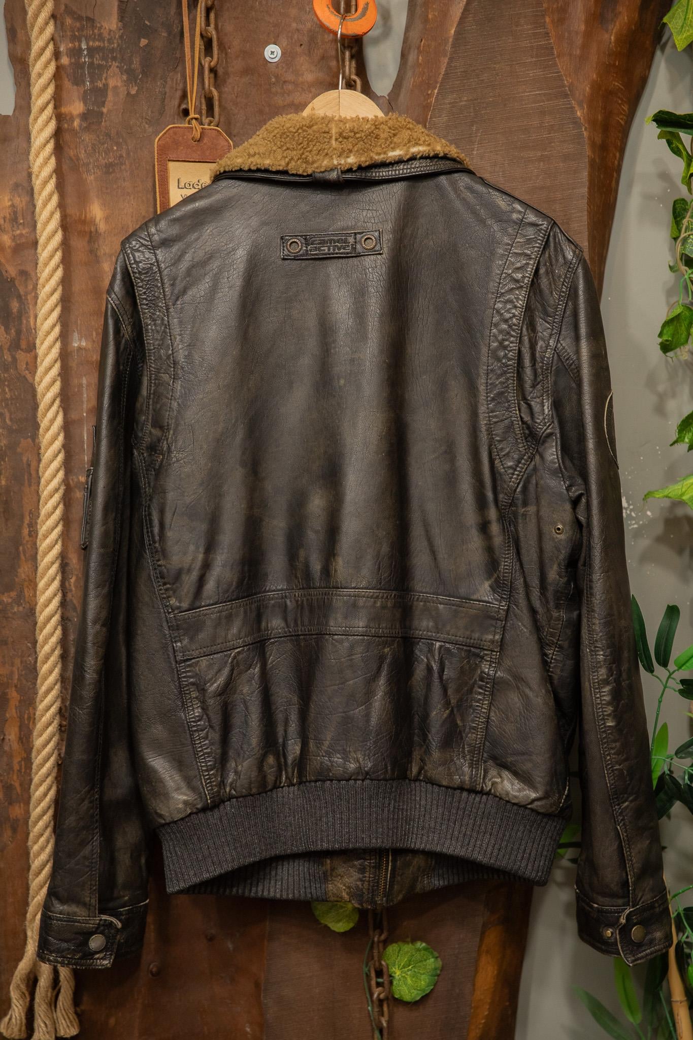 Camel Active Original Kürk Yaka Deri Ceket