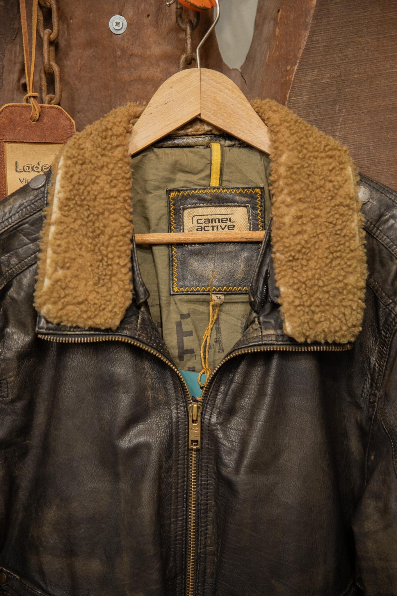 Camel Active Original Kürk Yaka Deri Ceket