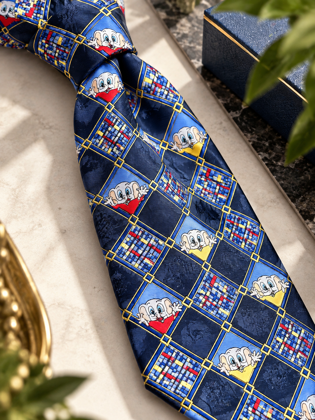 Cartoon Elephant Print Kravat