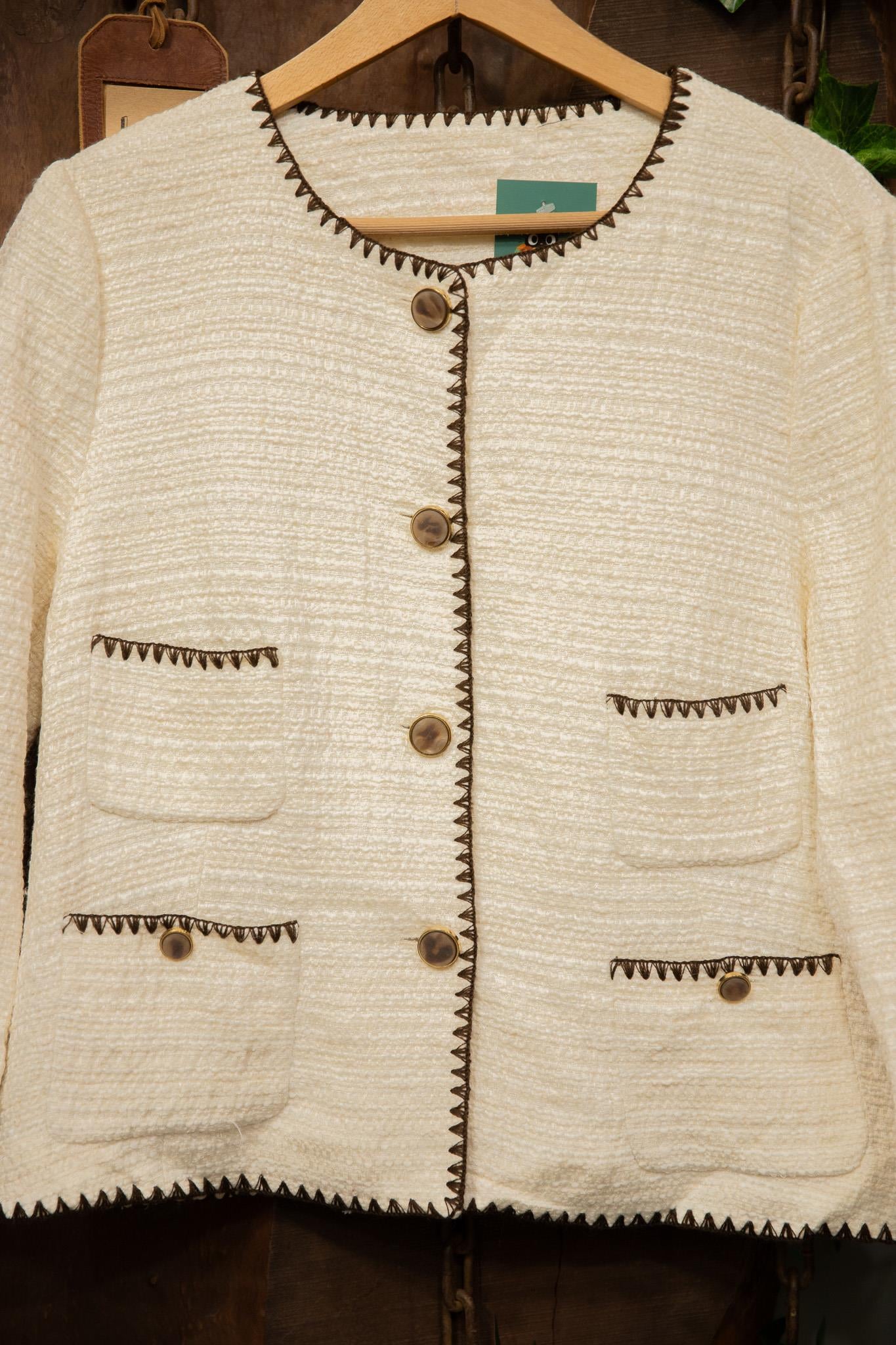 Chanel Style Krem Blazer Ceket