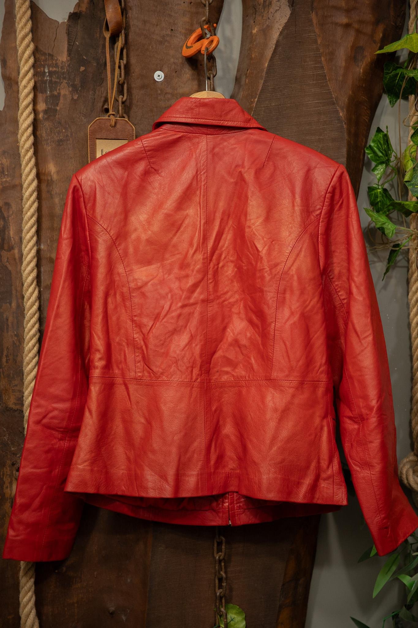 Cherry Red Classic Deri Ceket