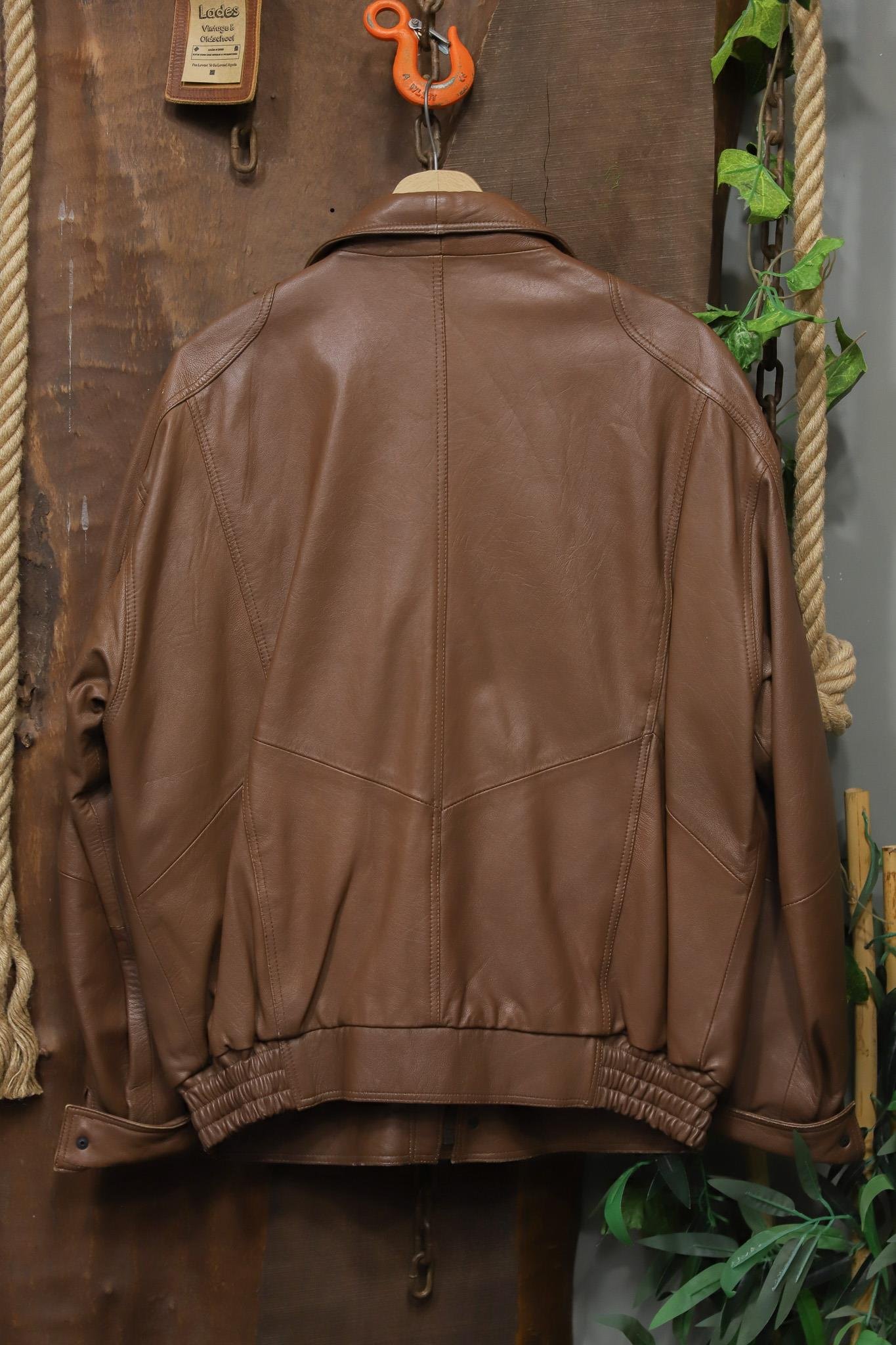Classic 80's Brown Bomber Deri Ceket