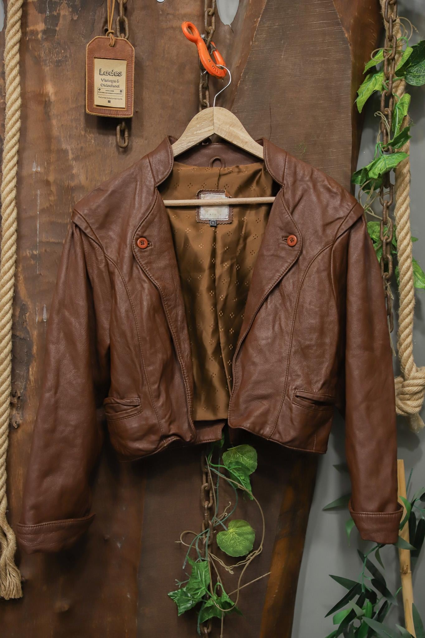 Classic Brown Crop Deri Ceket