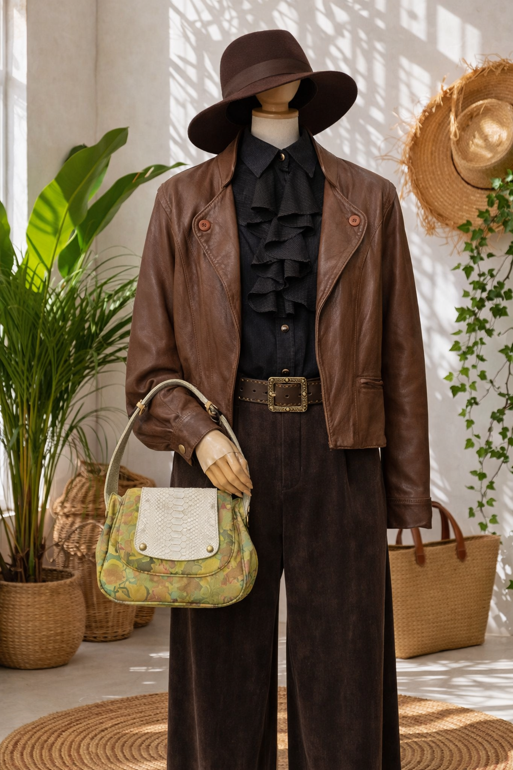 Classic Brown Crop Deri Ceket