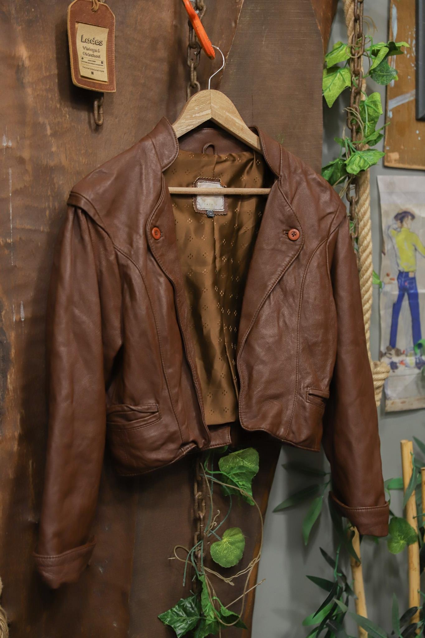 Classic Brown Crop Deri Ceket