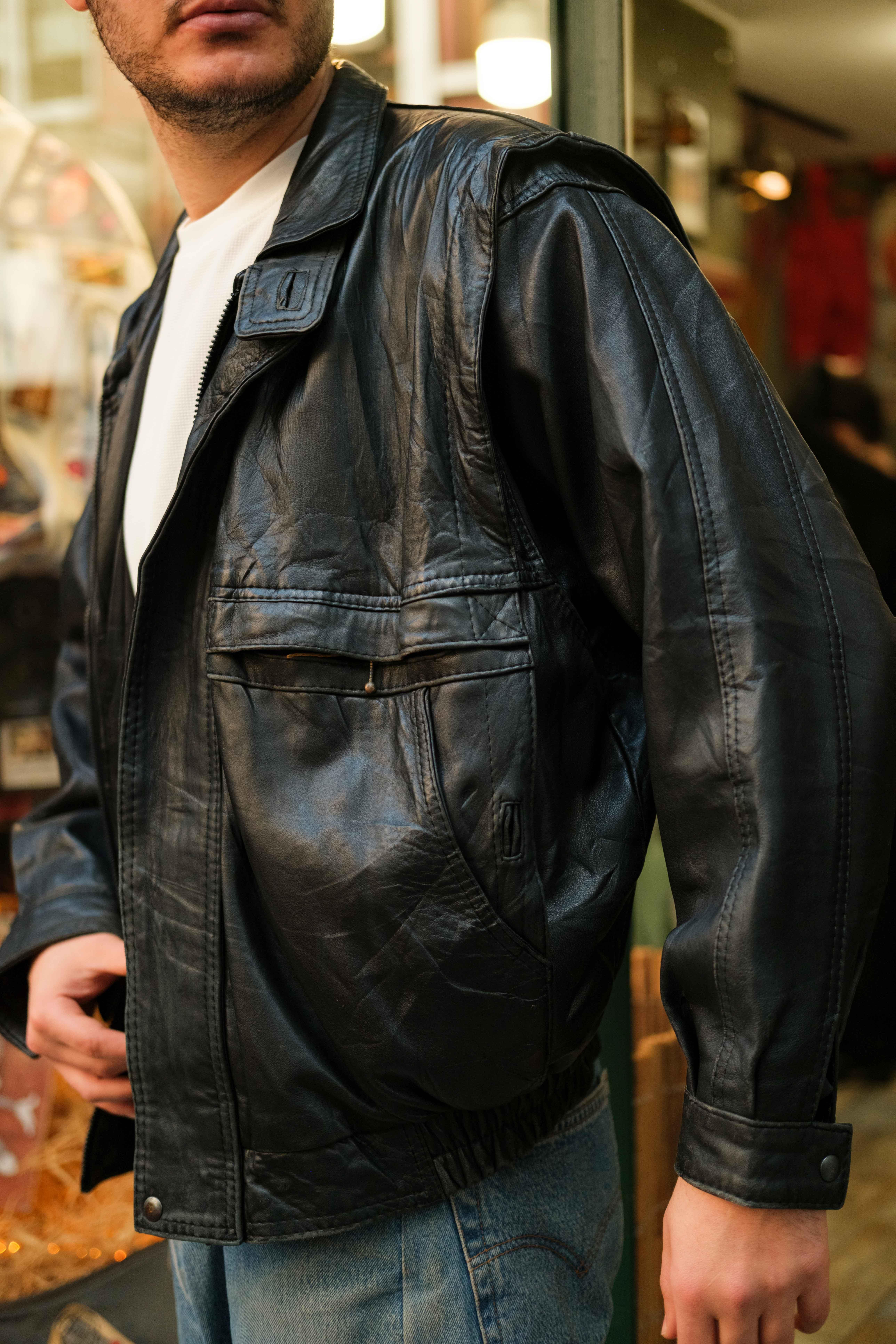 CRETION SAM Bomber Deri Ceket