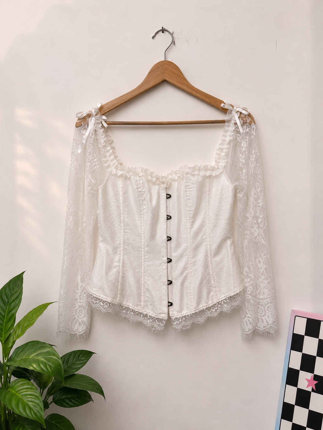 Dantel Kollu White Lace&Satin Korse