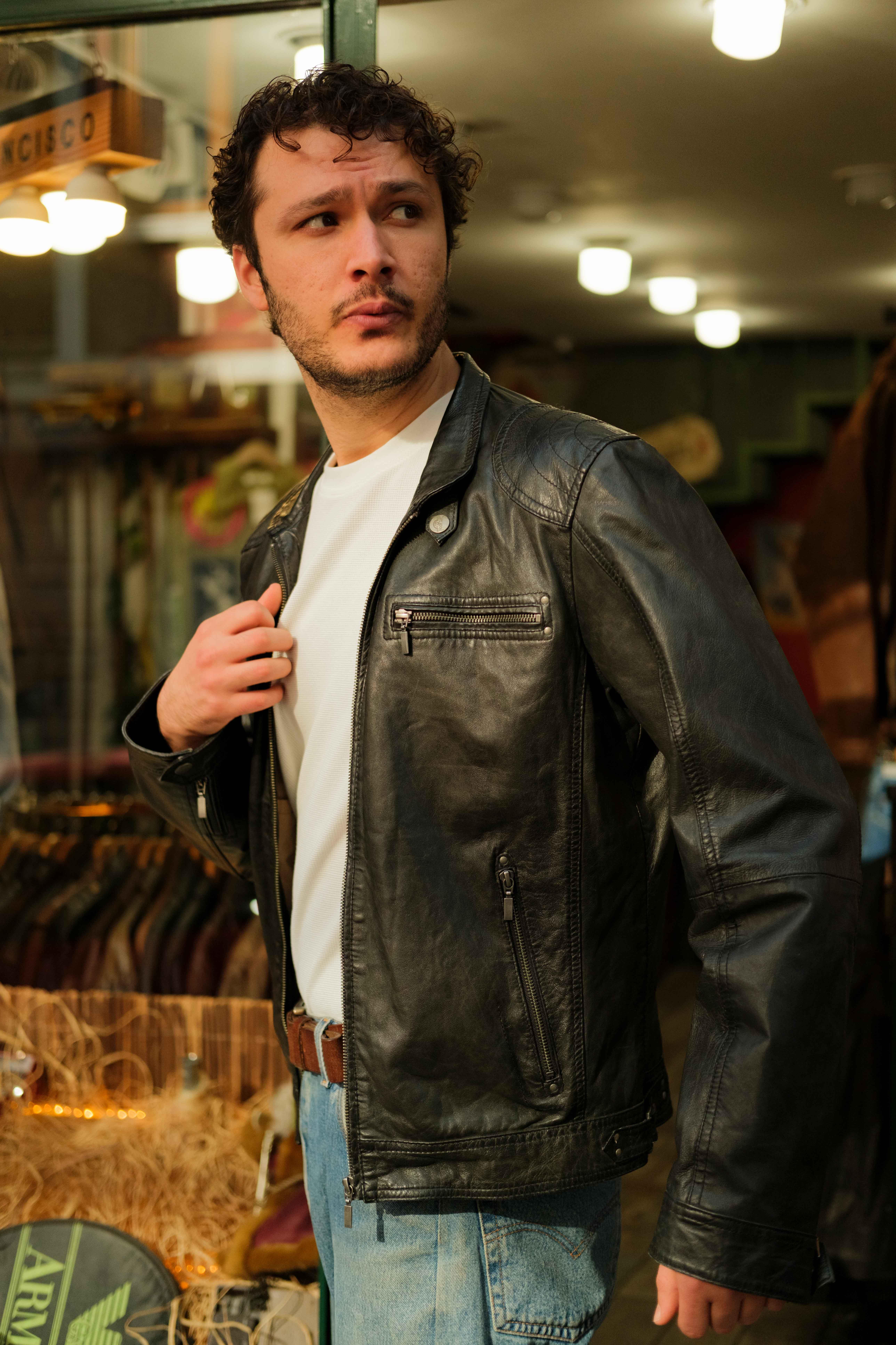 DAVID MOORE American Model Unisex Deri Ceket