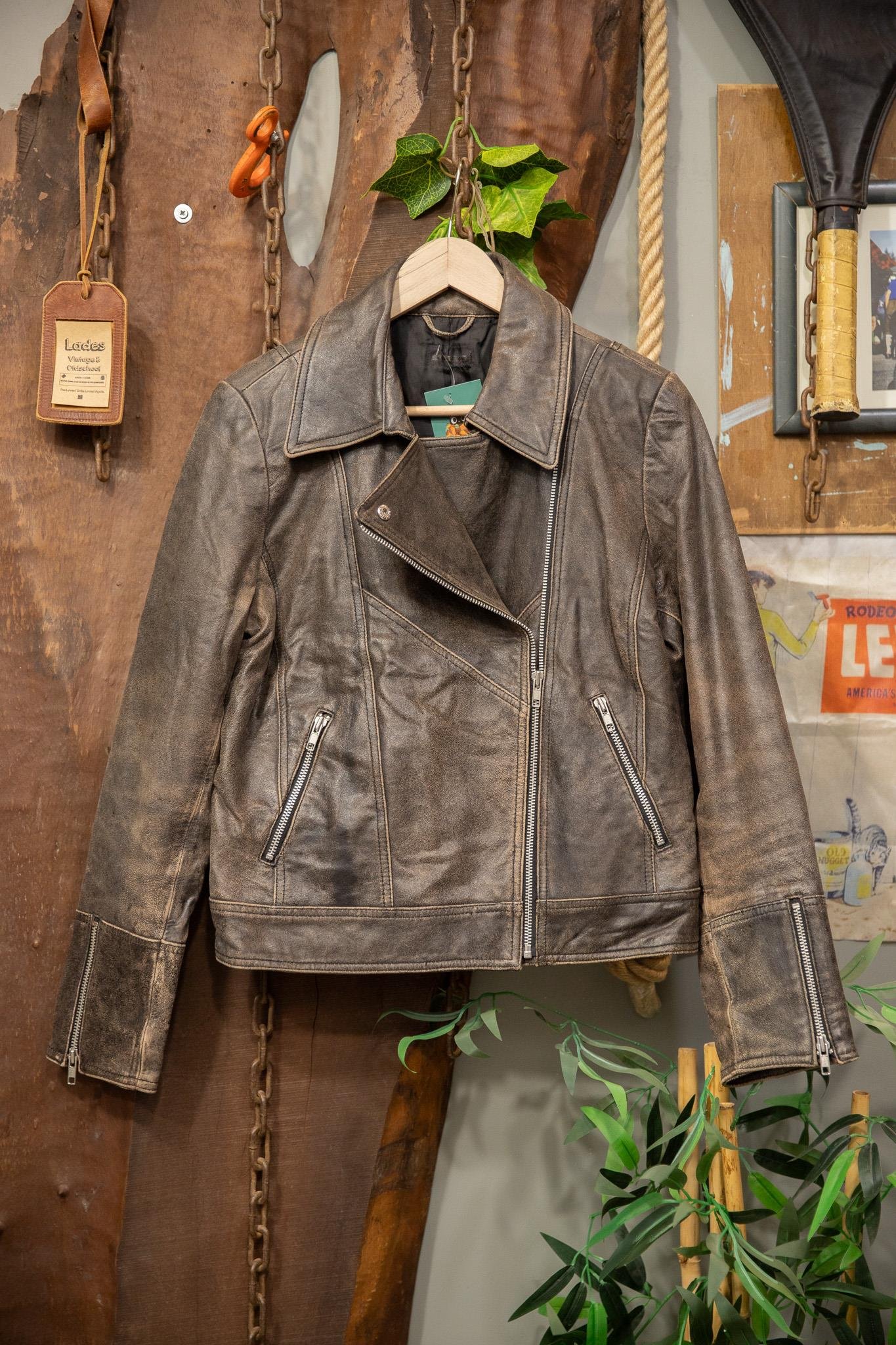 Eskitme Biker Deri Ceket