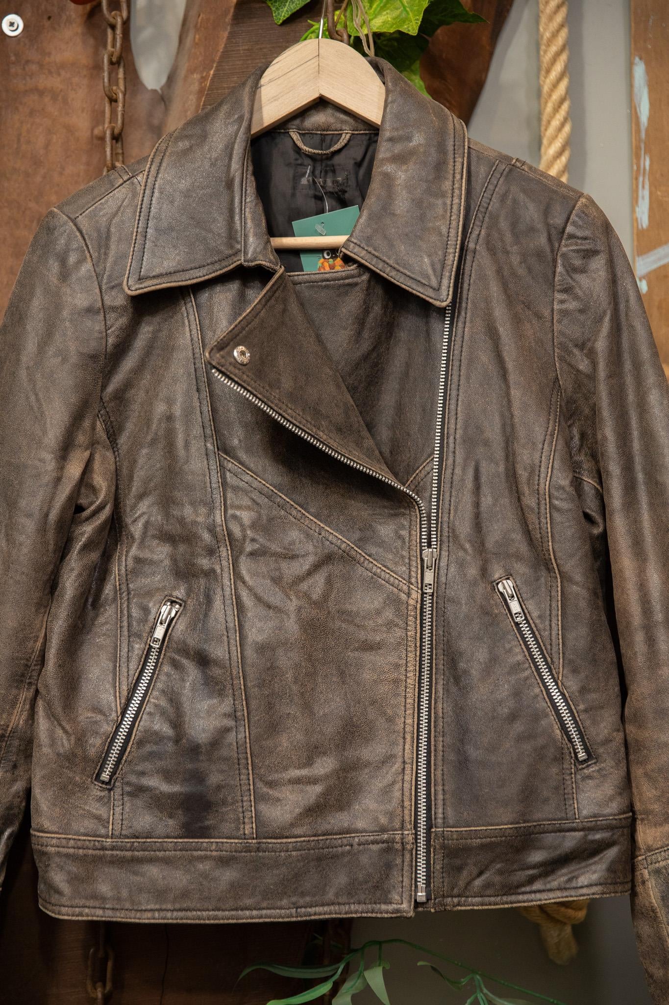 Eskitme Biker Deri Ceket
