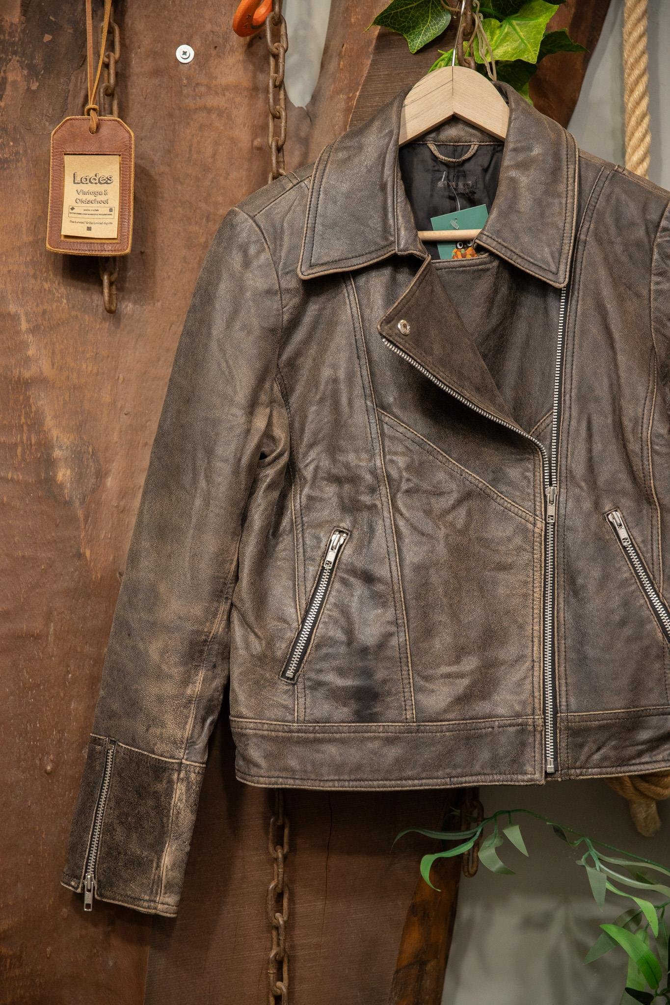 Eskitme Biker Deri Ceket