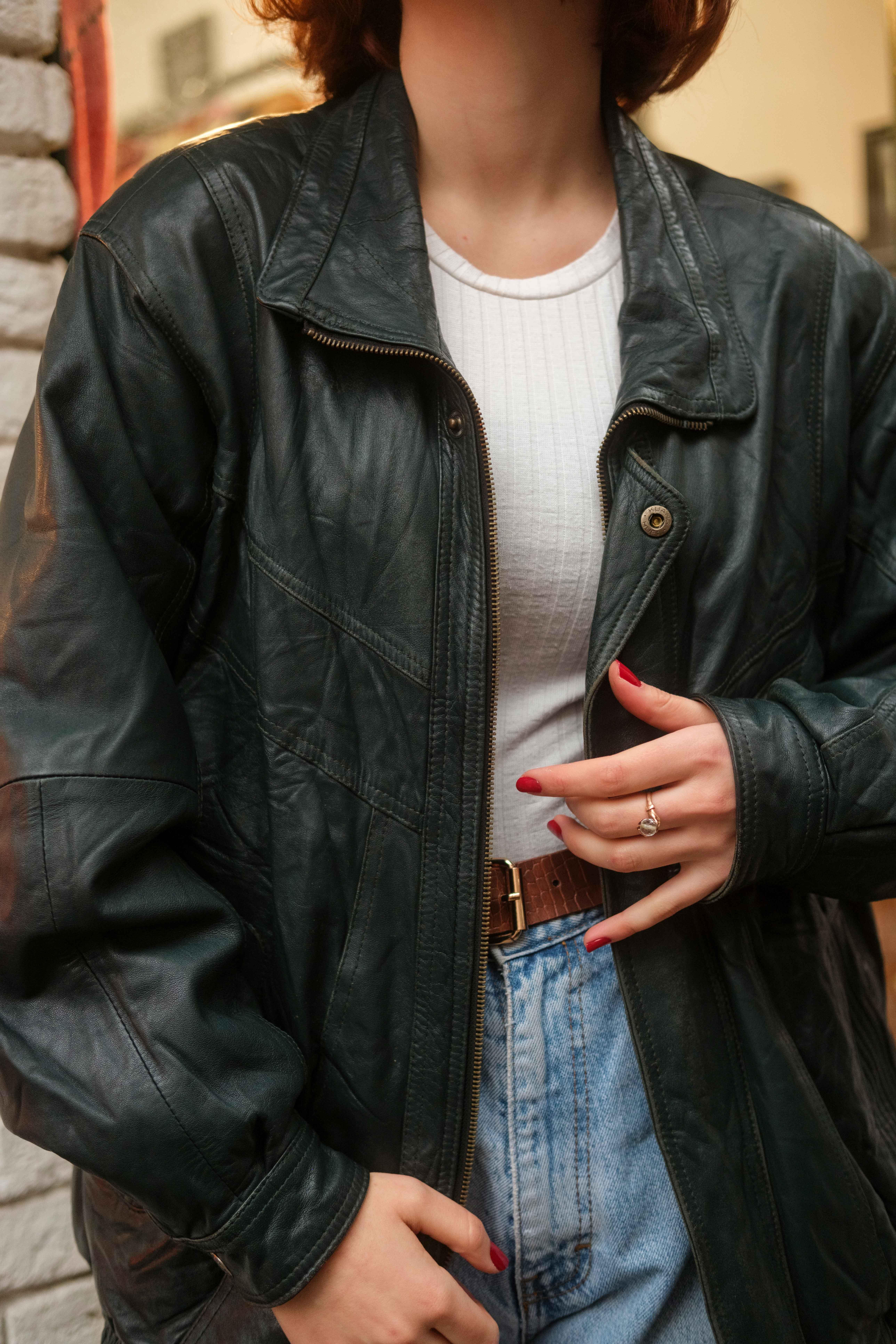 ESKİTME BOMBER UNİSEX DERİ CEKET