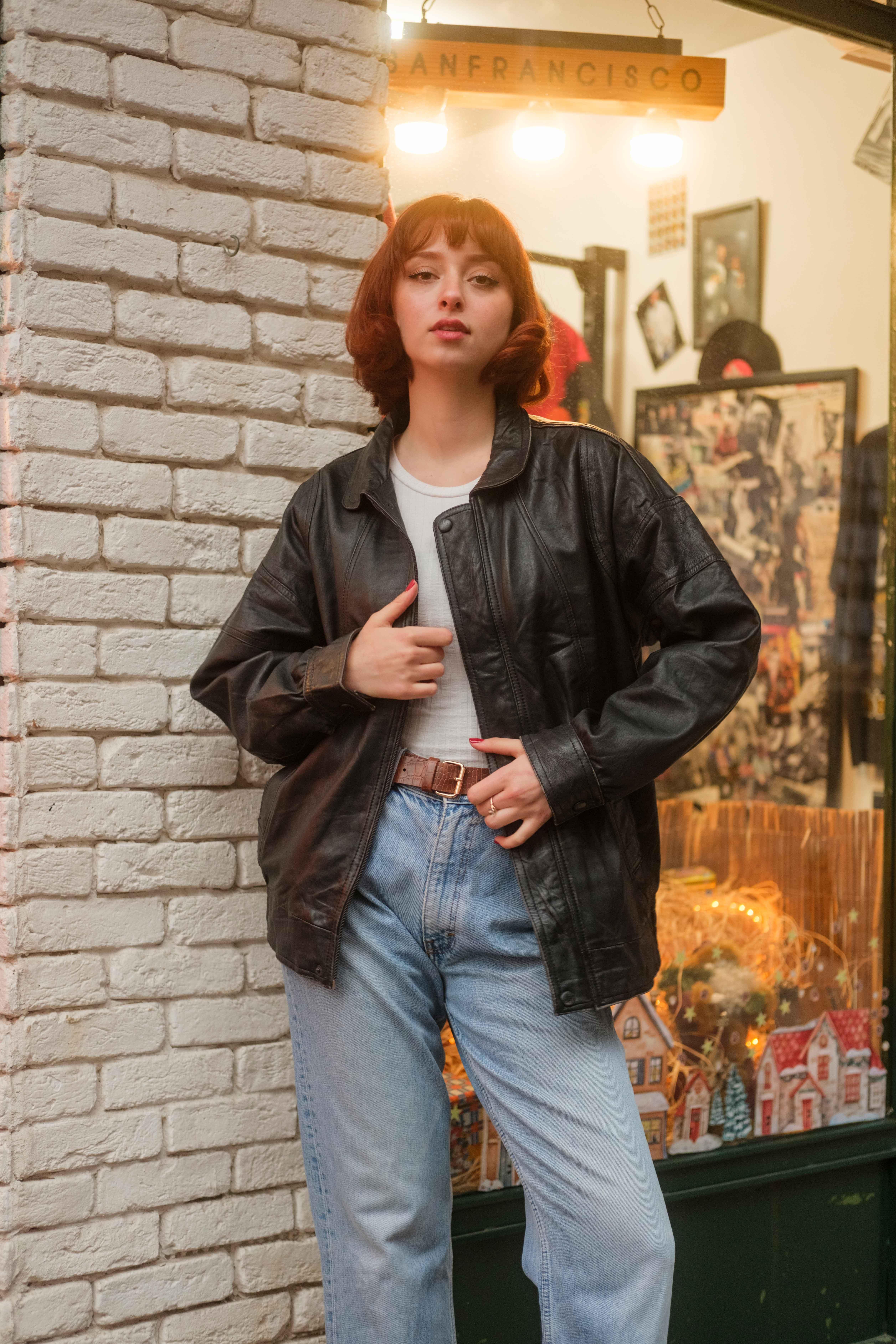 ESKİTME UNİSEX DERİ CEKET