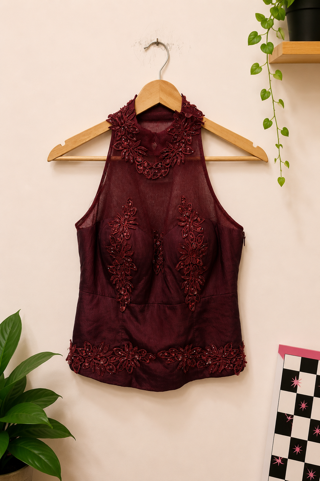 Gothic Romantizm Bordo Bluz