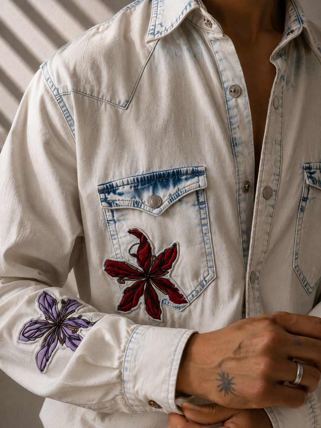 GUESS Papağan&Tropikal Patch Denim Gömlek