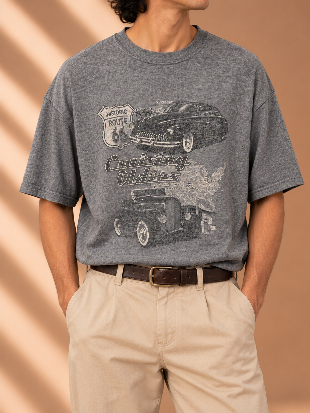 Historic Route 66 Classic Car Tişört