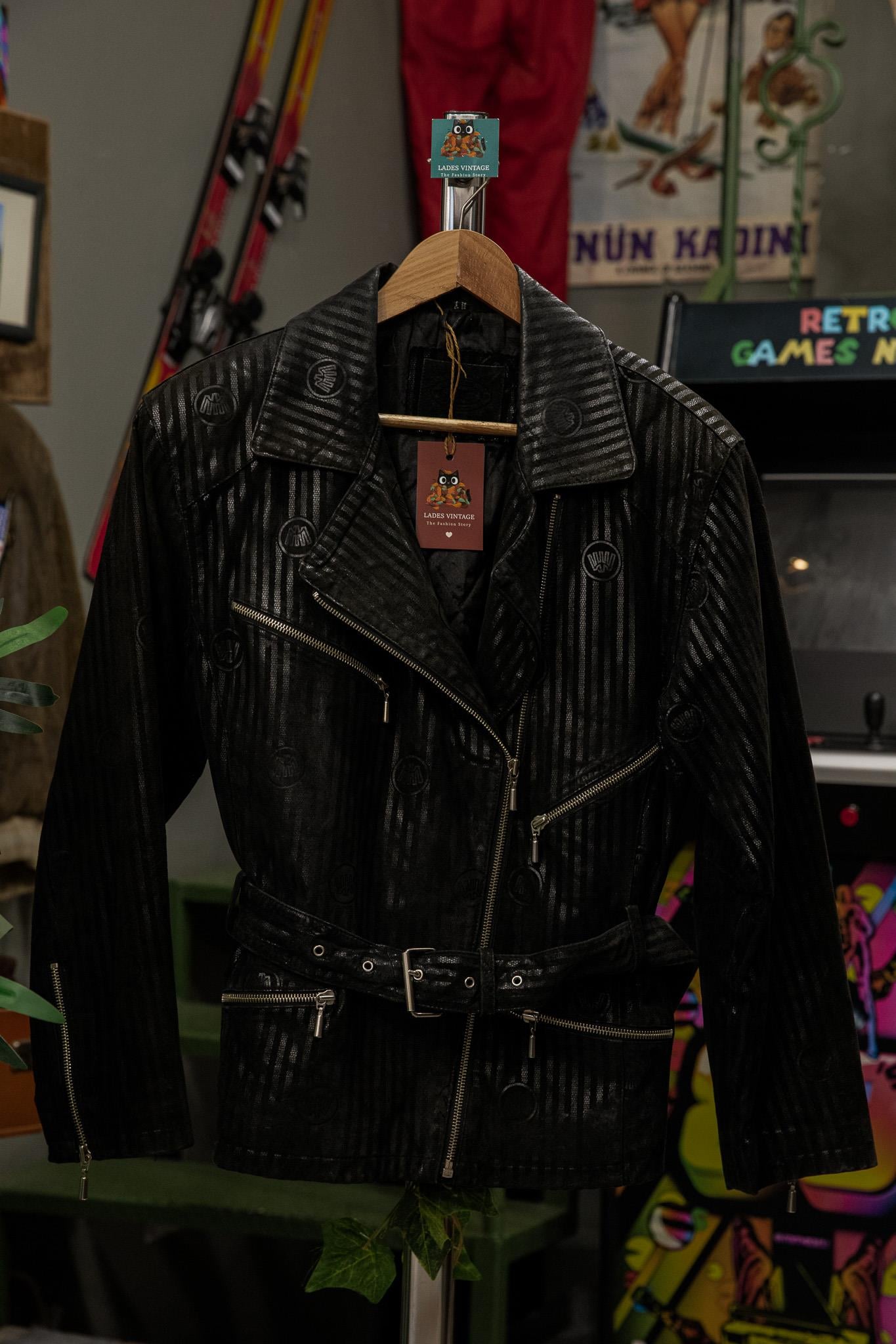 İtalian Biker Kemerli Model Kadın Deri Ceket