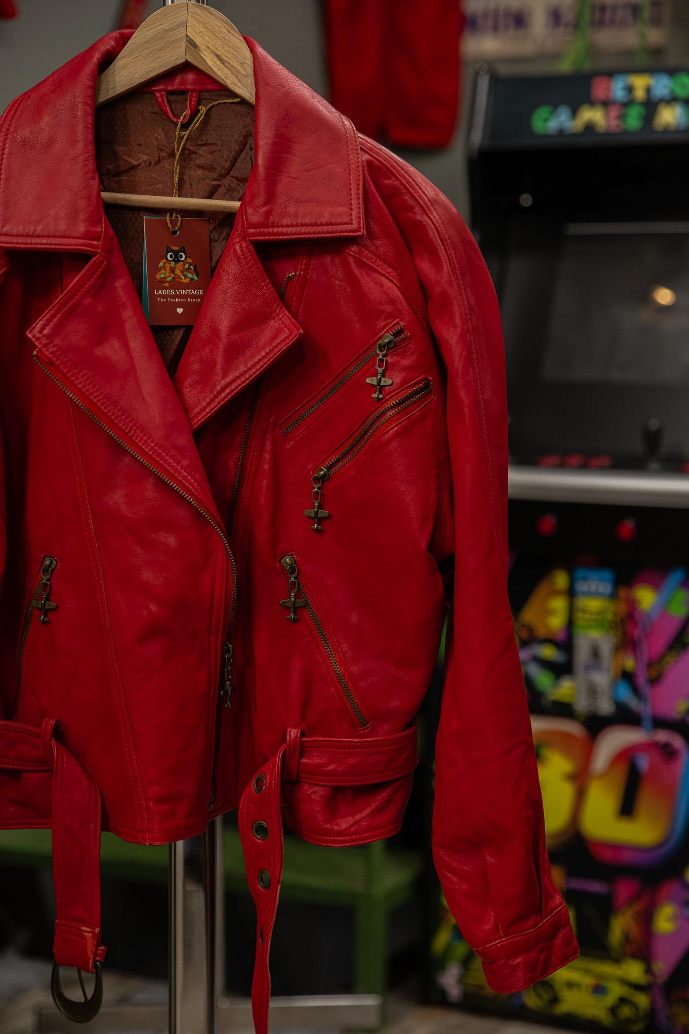 İtalian Biker Red Model Kadın Deri Ceket