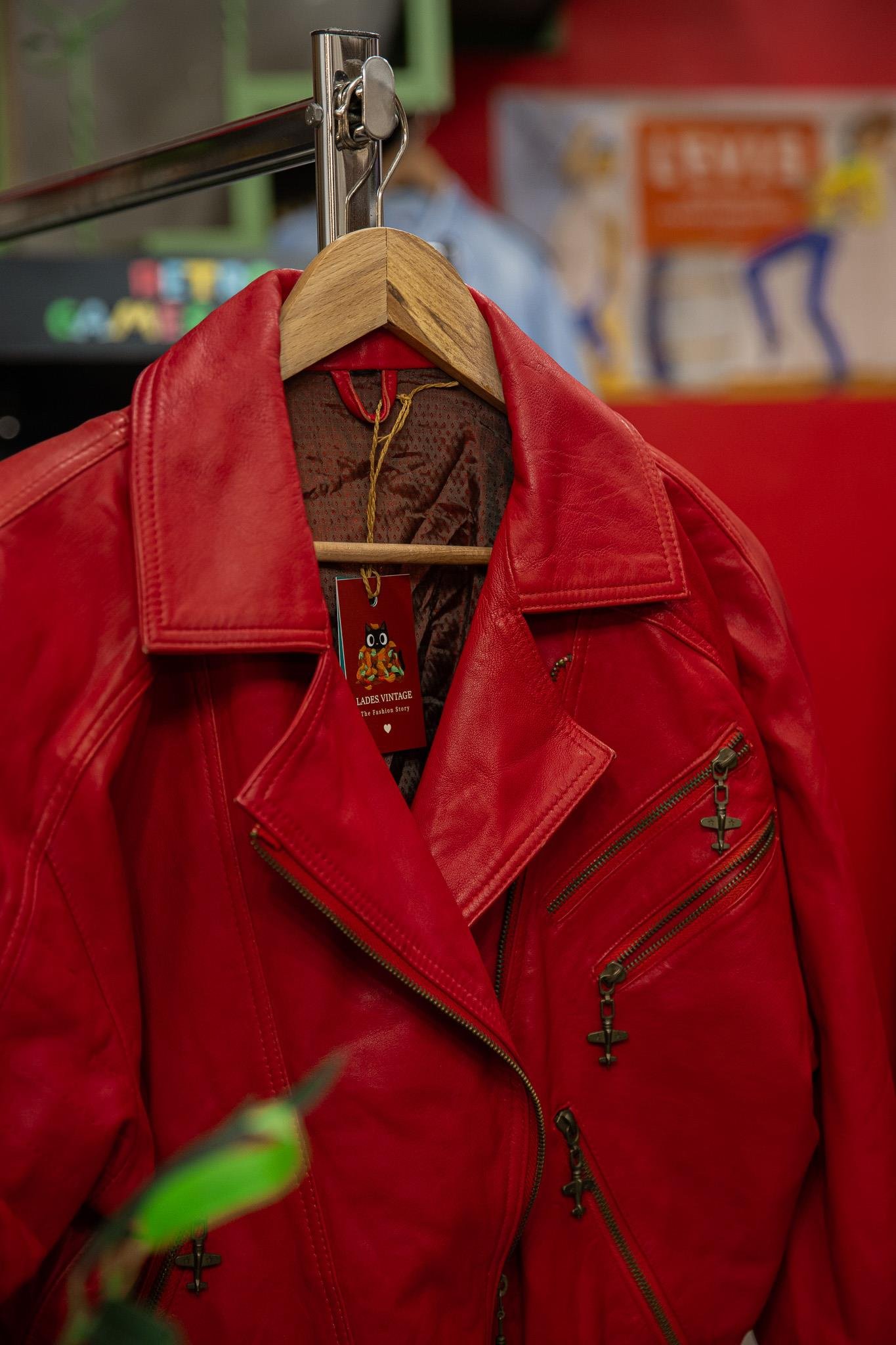 İtalian Biker Red Model Kadın Deri Ceket