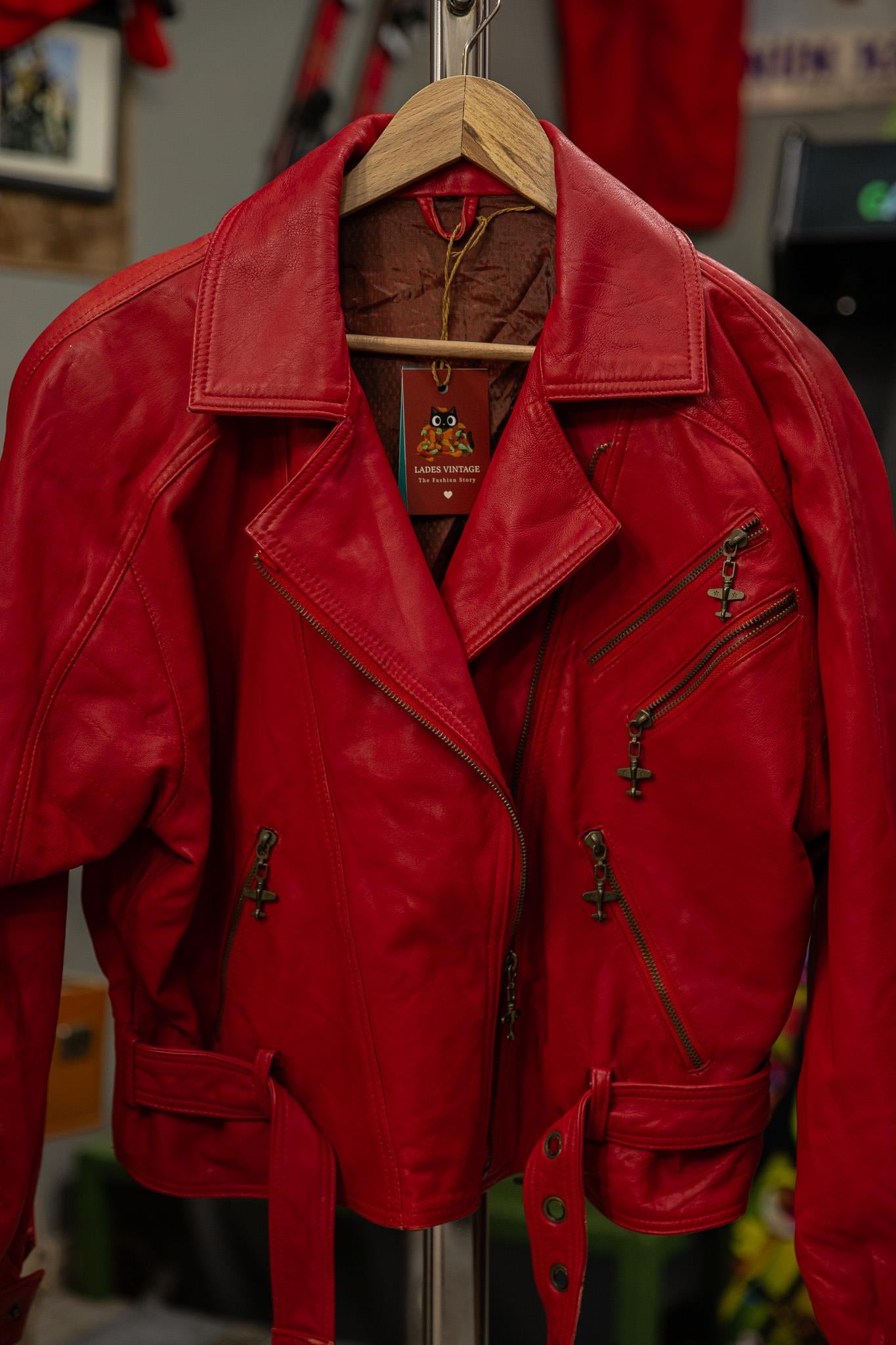 İtalian Biker Red Model Kadın Deri Ceket