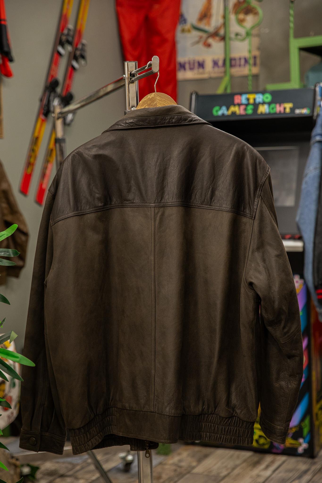 İtalian Eskitme Salaş Bomber Model Unisex Deri Ceket