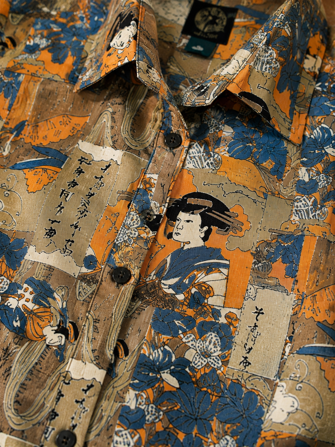 Japan Ukiyo-e 70s Yaka Gömlek