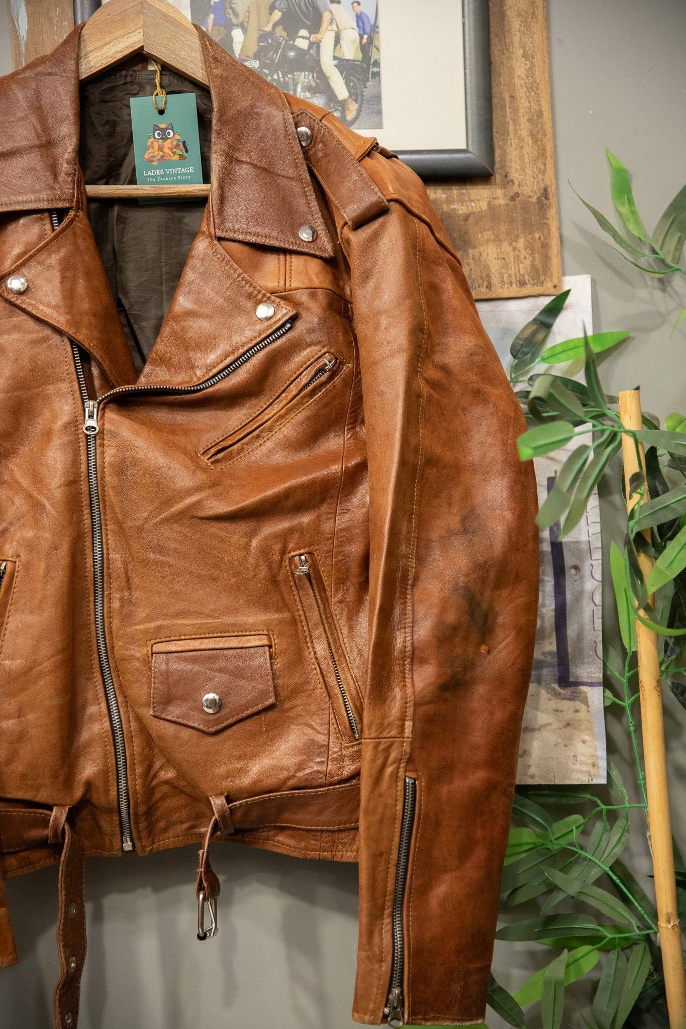 Kahve Renk Classic Biker Deri Ceket