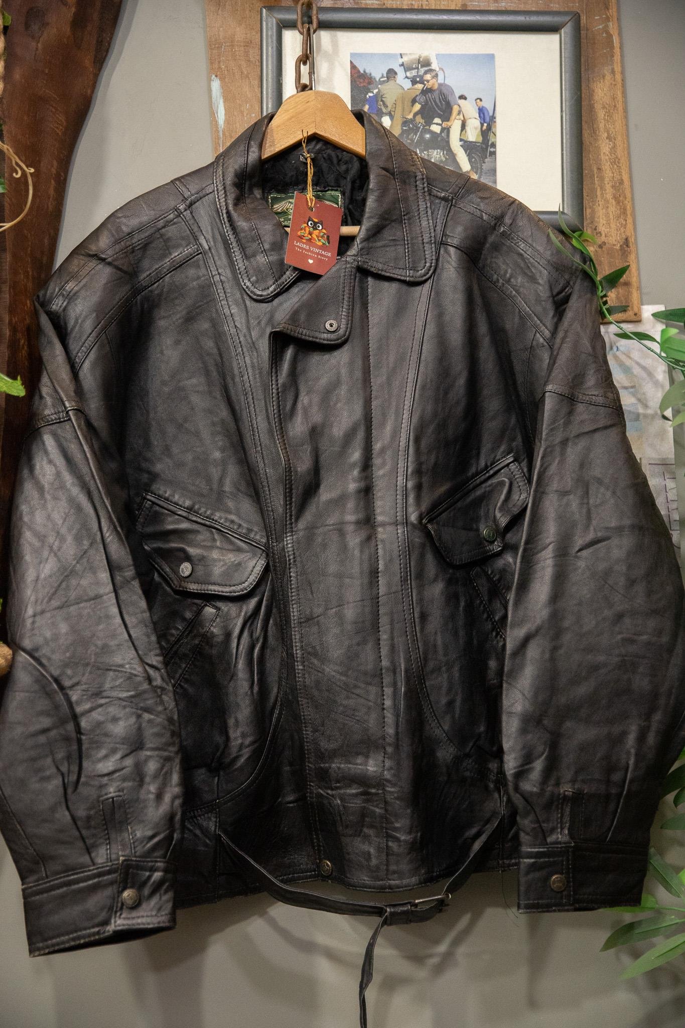 Kemerli Oversize Bomber Deri Ceket