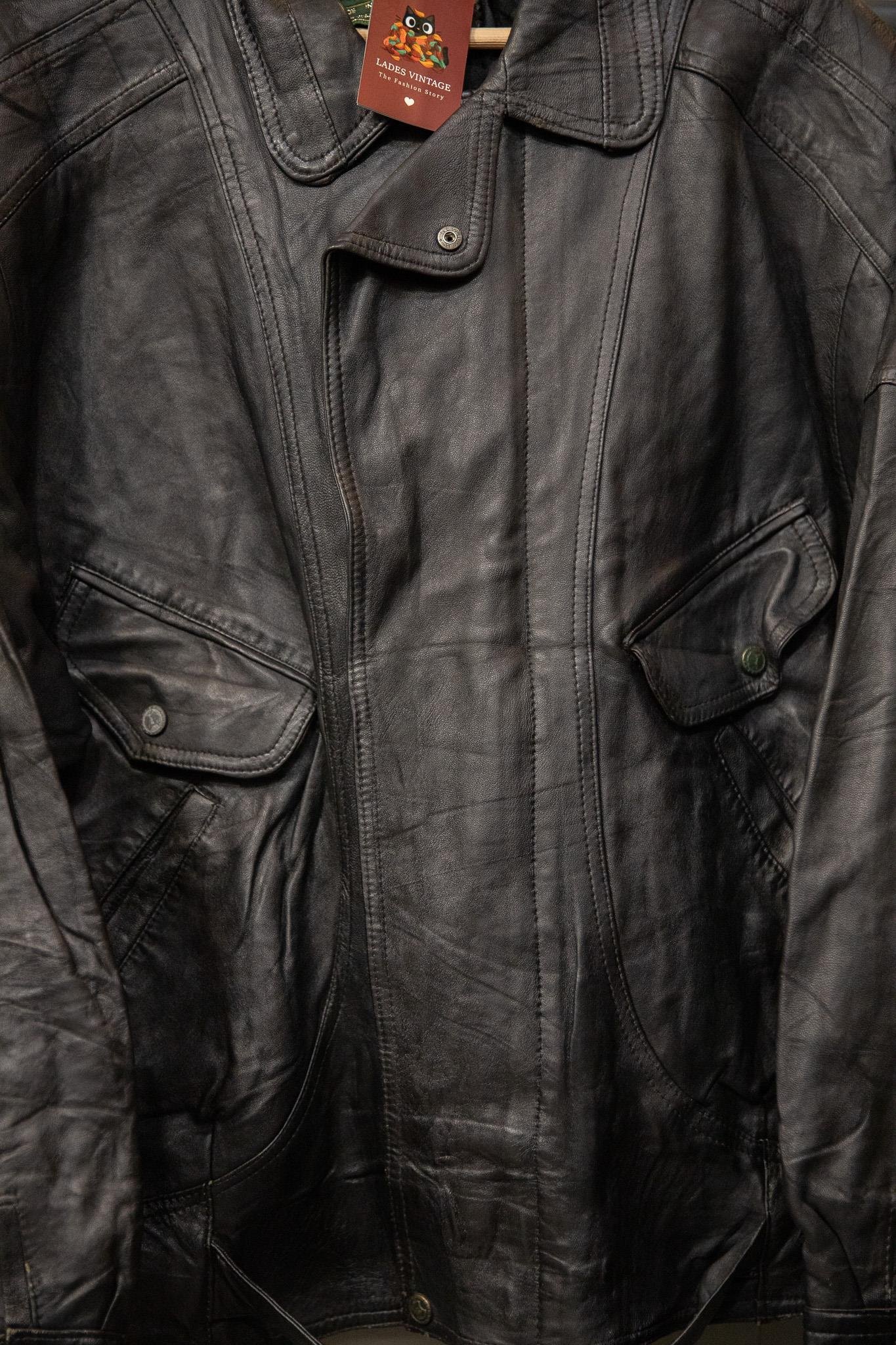 Kemerli Oversize Bomber Deri Ceket