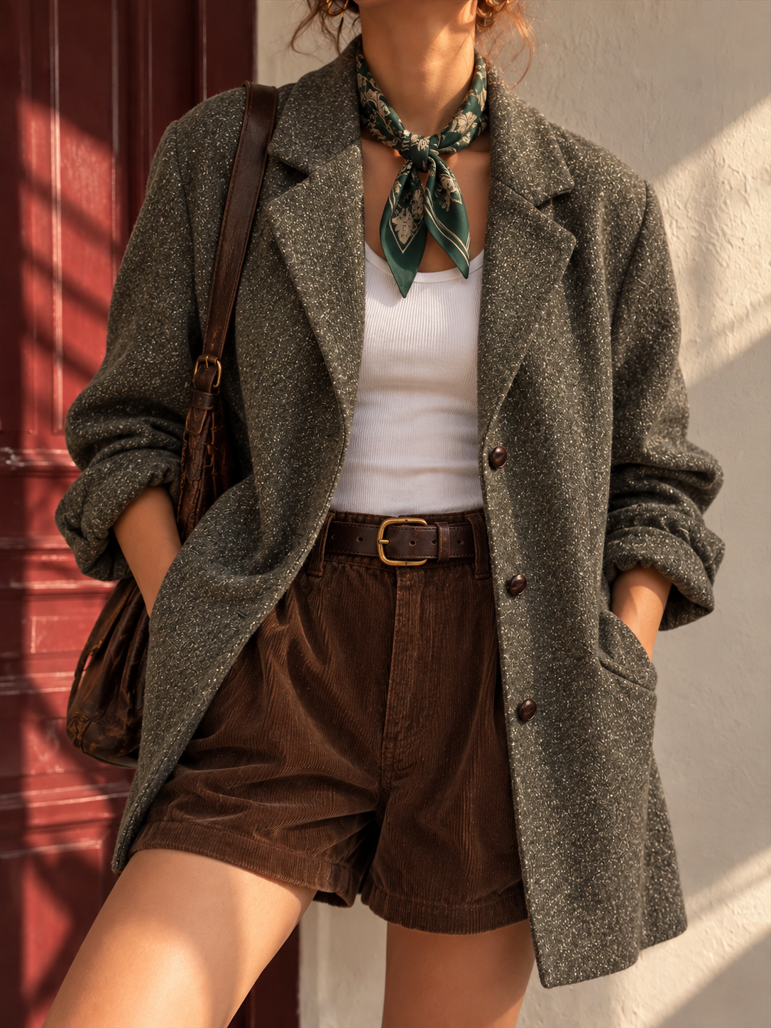 Kırçıllı Yünlü Tweed Klasik Ceket