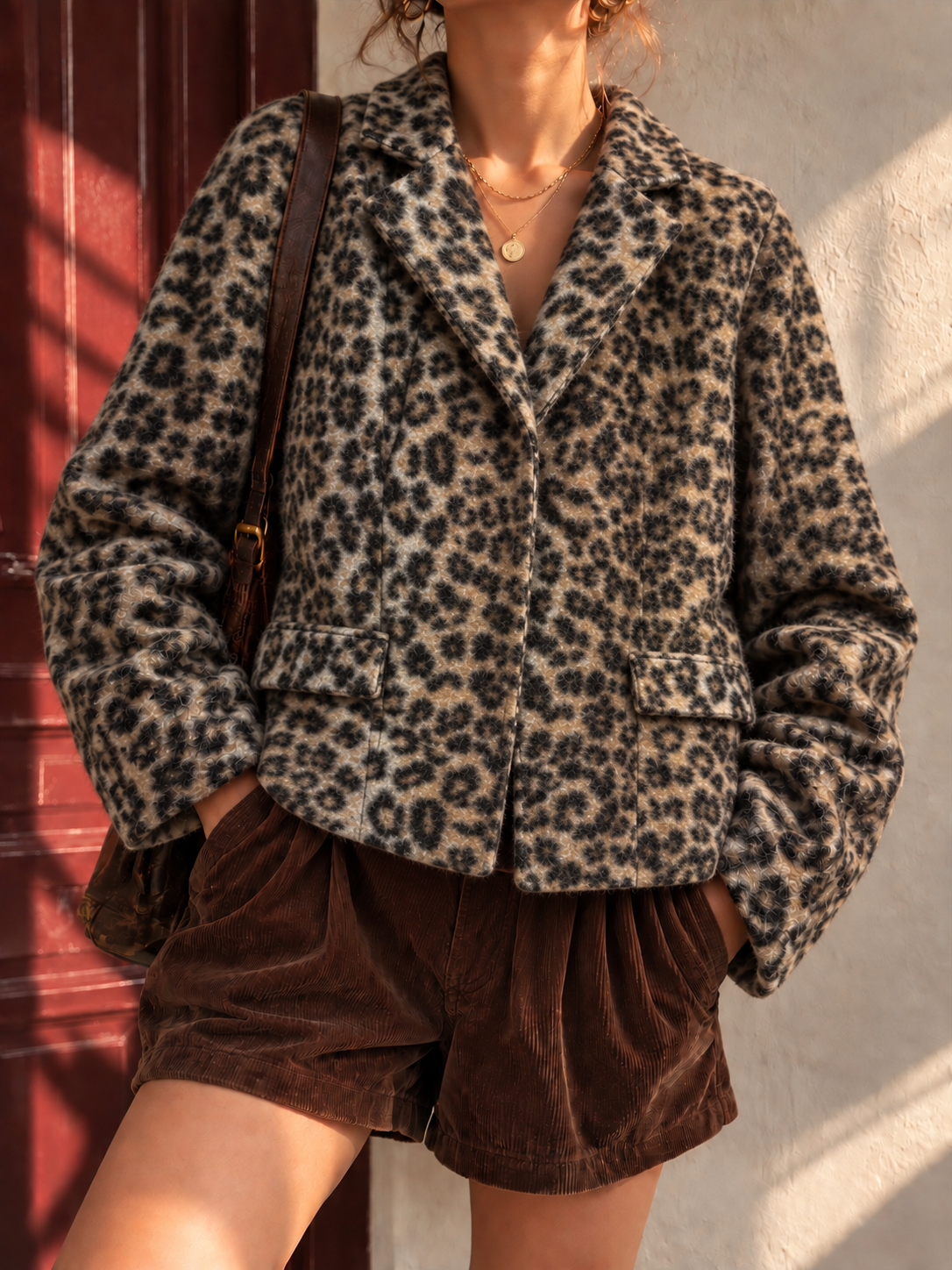 Leopar Desenli Wool Blazer Ceket
