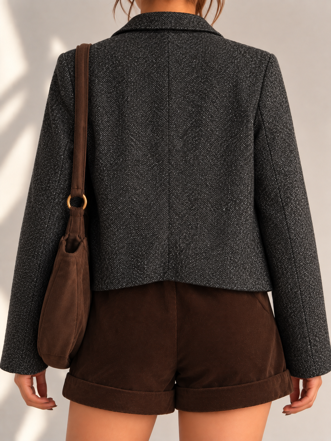 Metal Tokalı Classic Tweed Yün Ceket