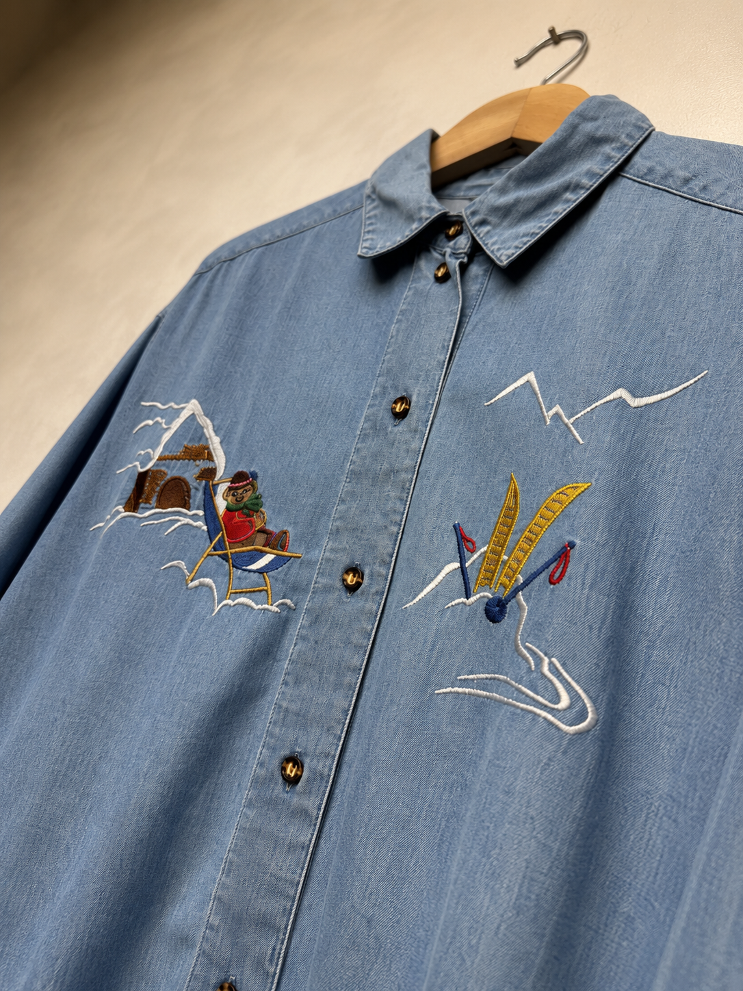 Nakışlı 1990s Denim Gömlek