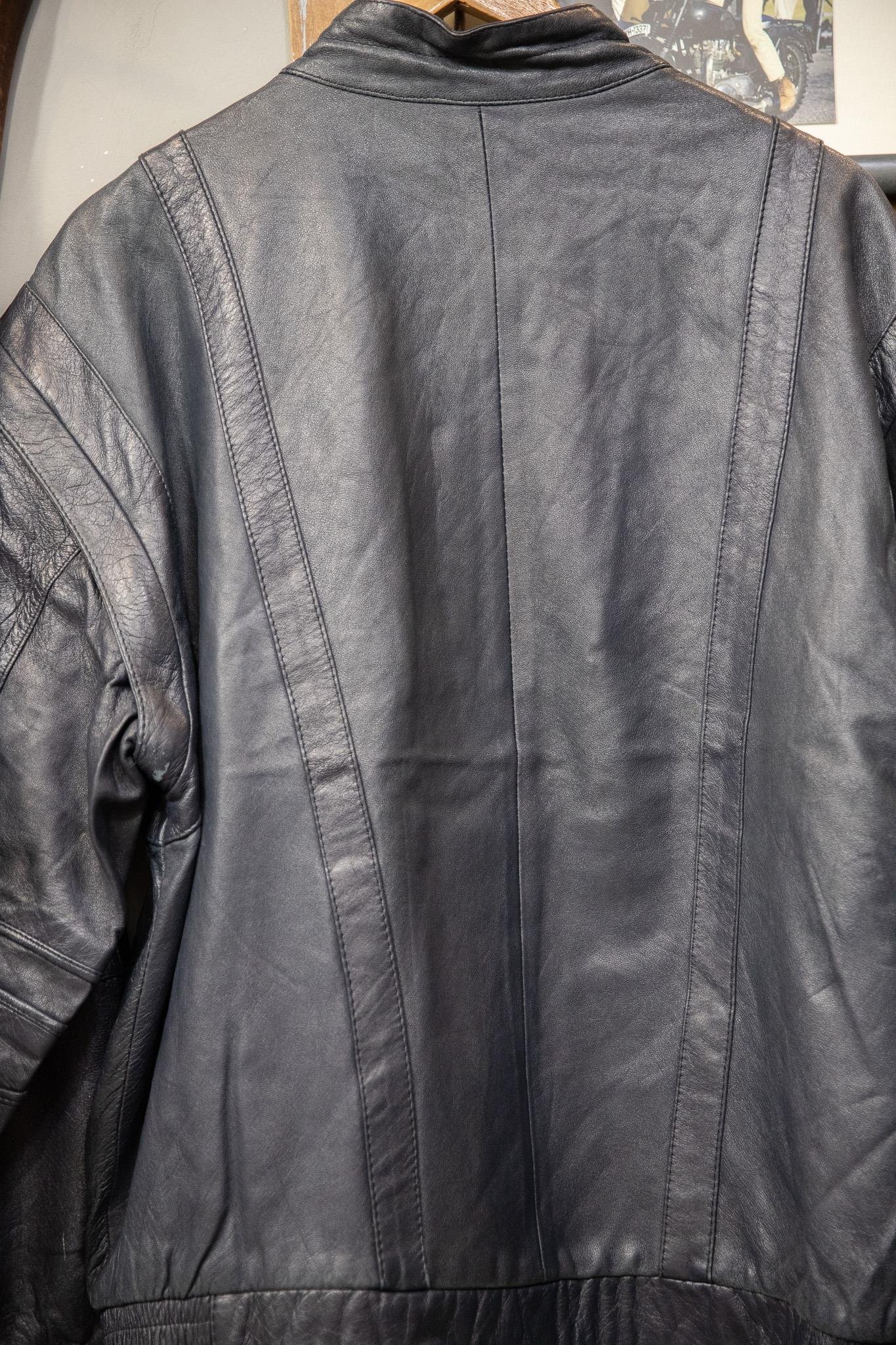 Navy Blue Bomber Deri Ceket