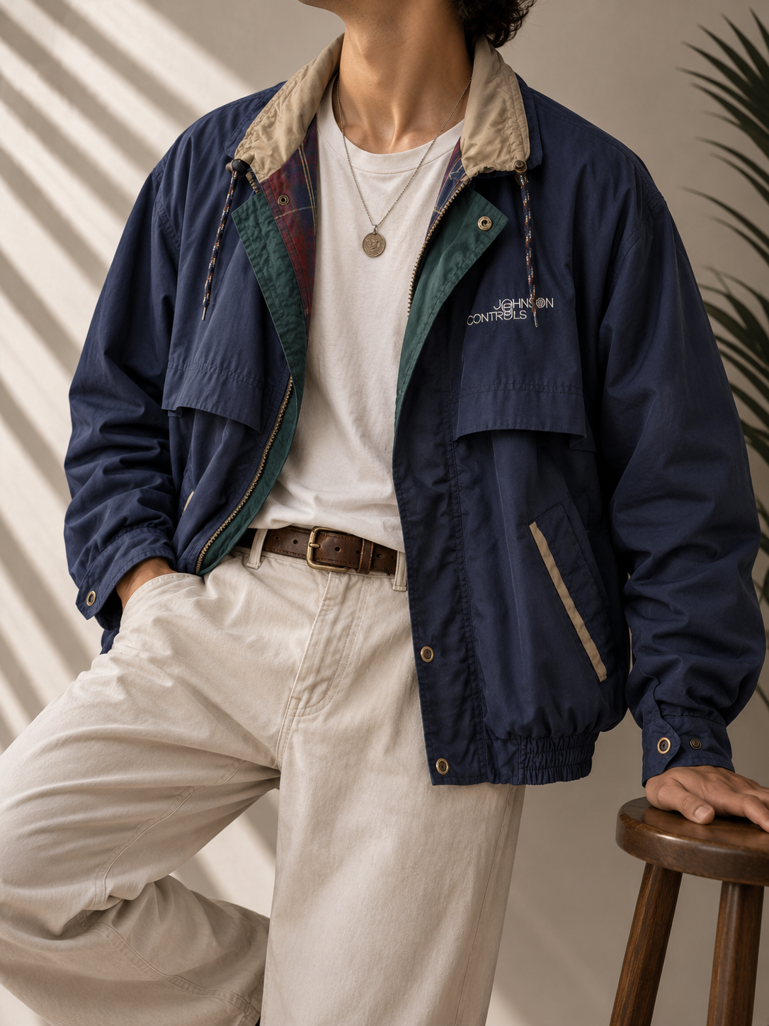 Navy Blue Harrington Classic Ceket