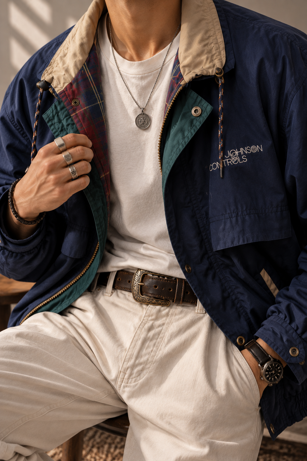 Navy Blue Harrington Classic Ceket