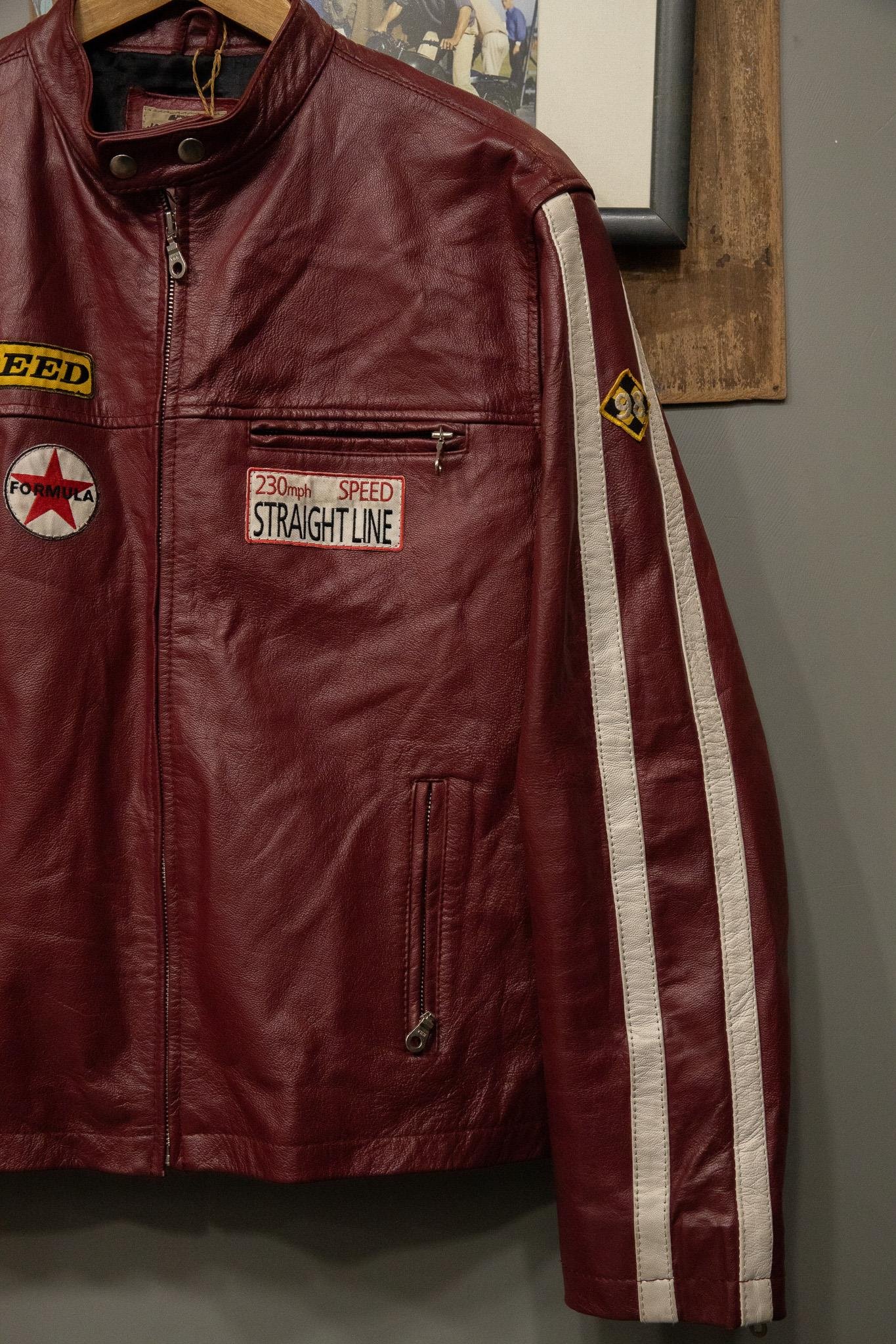 Original Biker Jack Jones Pepper Red 90s Deri Ceket