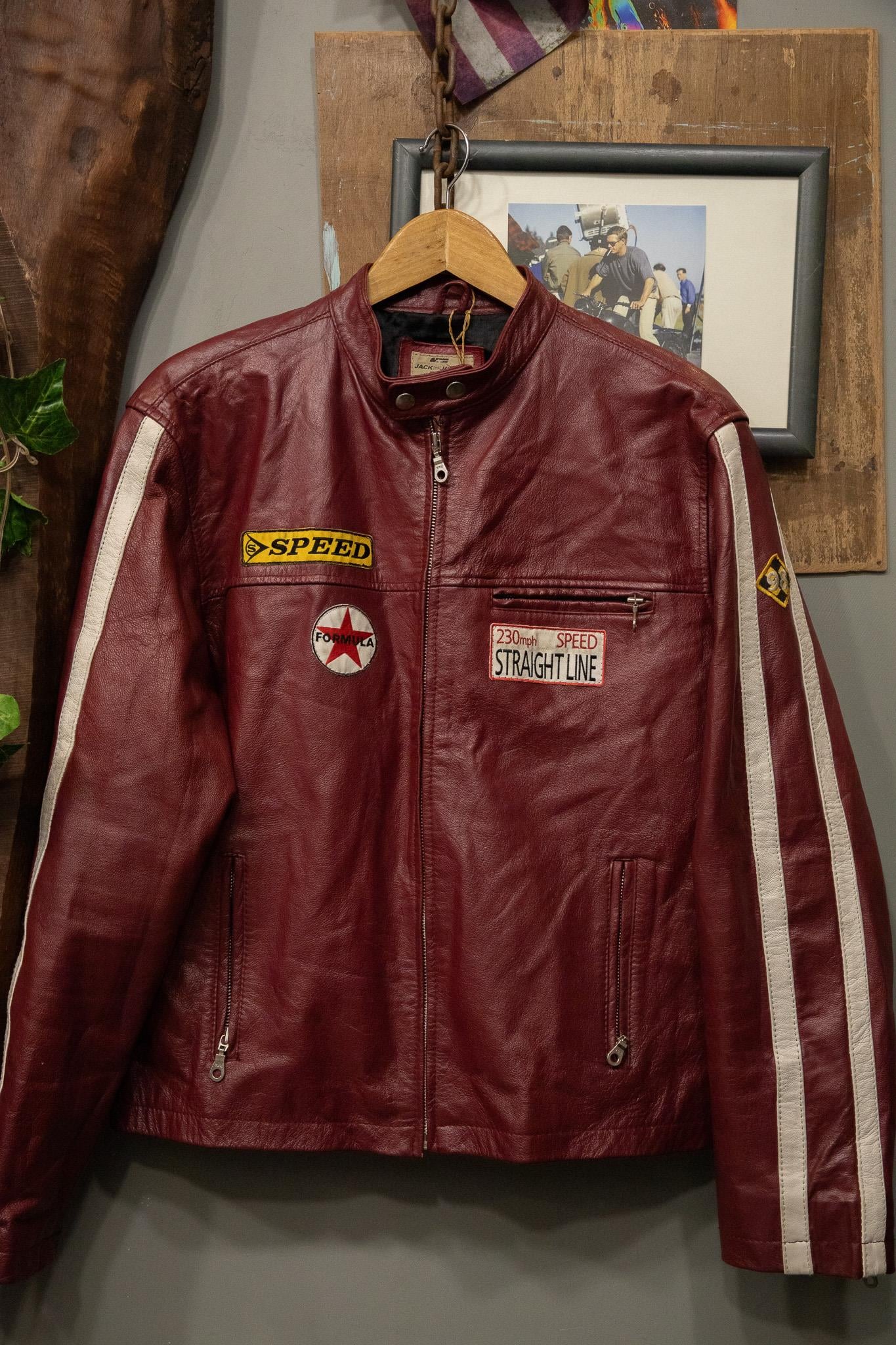 Original Biker Jack Jones Pepper Red 90s Deri Ceket